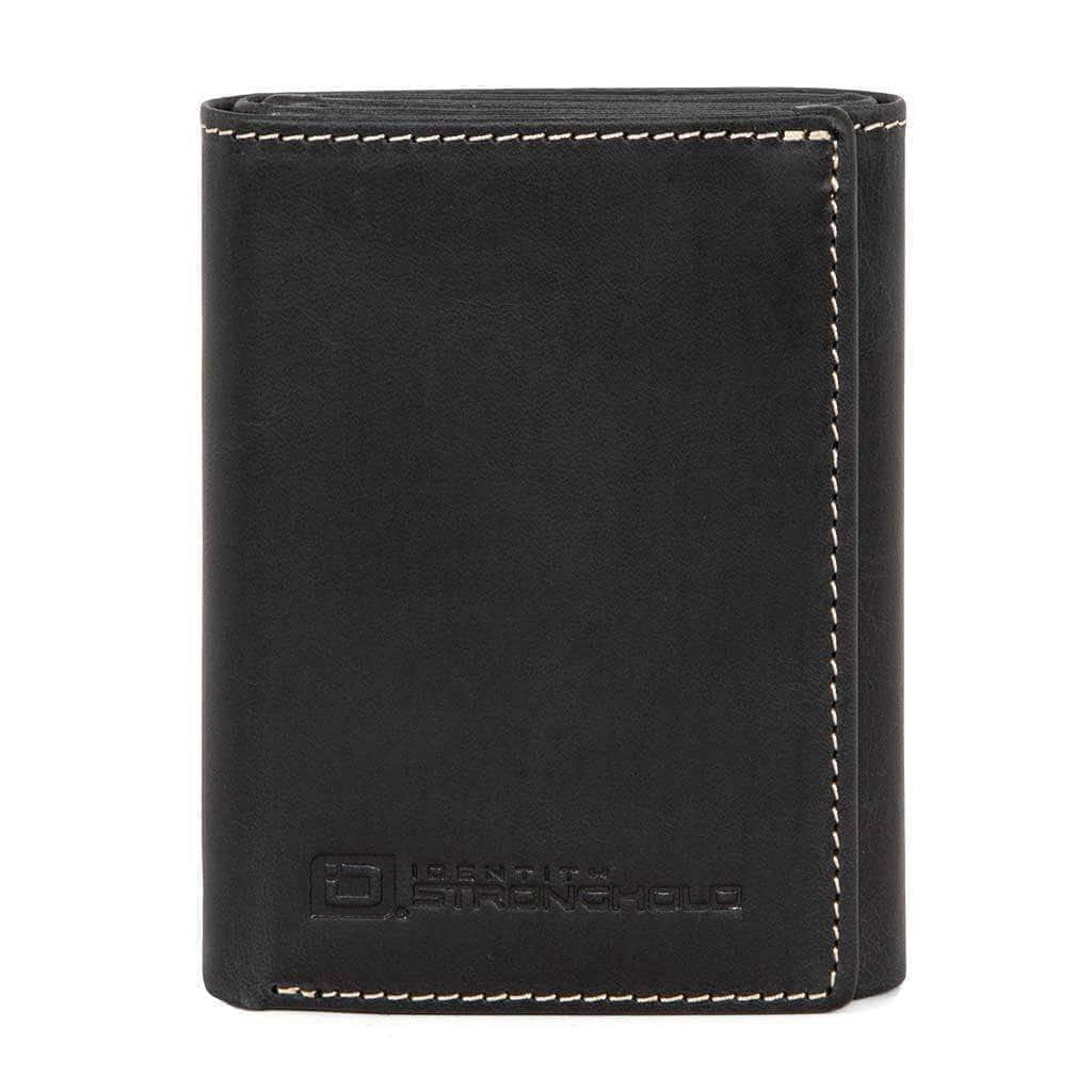 Mens RFID 8 Slot Trifold Wallet - Classic Leather - Black - IDSH7026 - blk