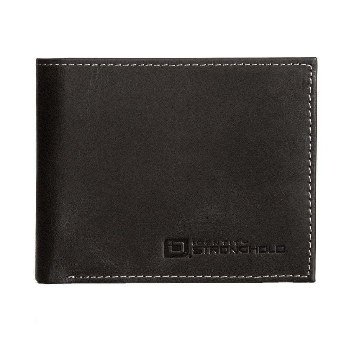 Mens RFID Blocking Bifold Wallet 10 slot - Classic Leather - Black - IDSH7005B - blk