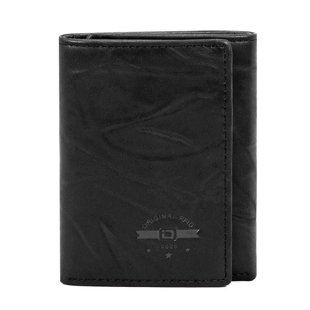 ID Stronghold Men's Wallet Black Mens RFID Trifold Wallet in Western Leather