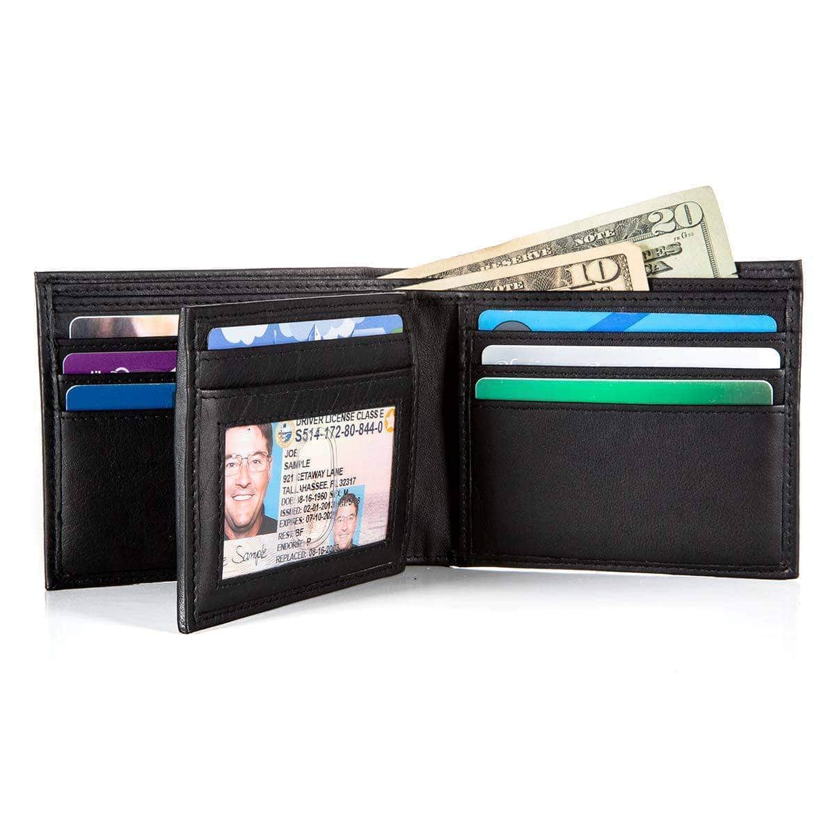 ID Stronghold Men's Wallet Black Mens RFID Wallet -  10 Slot Bifold Wallet with ID Window