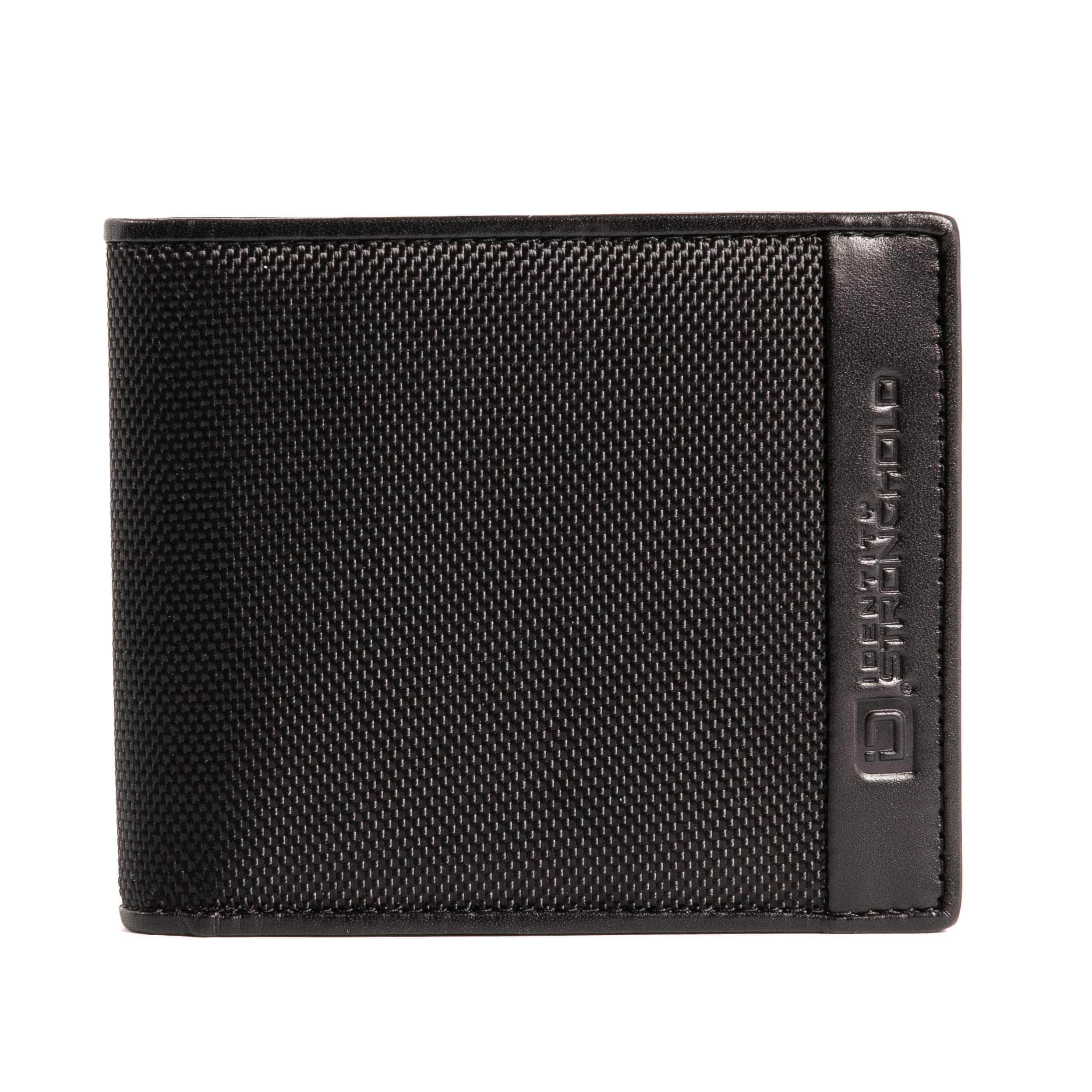 ID Stronghold Men's Wallet Black Mens RFID Wallet - Slim 7 Slot Bifold With ID in Leather and Nylon
