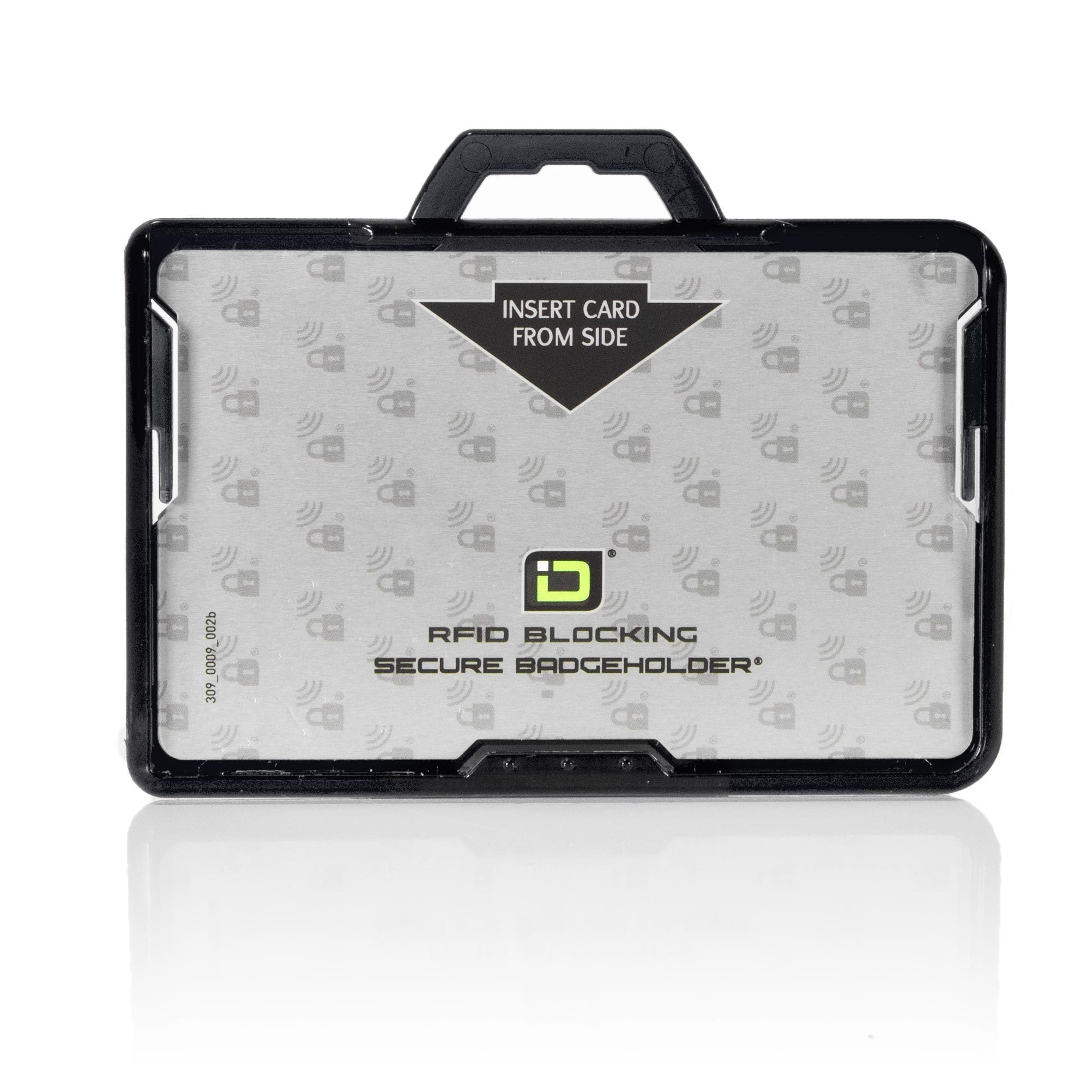 ID Stronghold Badgeholder BloxProx Black Secure Badge Bolder BloxProx™ Lite LANDSCAPE - Protects 125Khz HID Prox