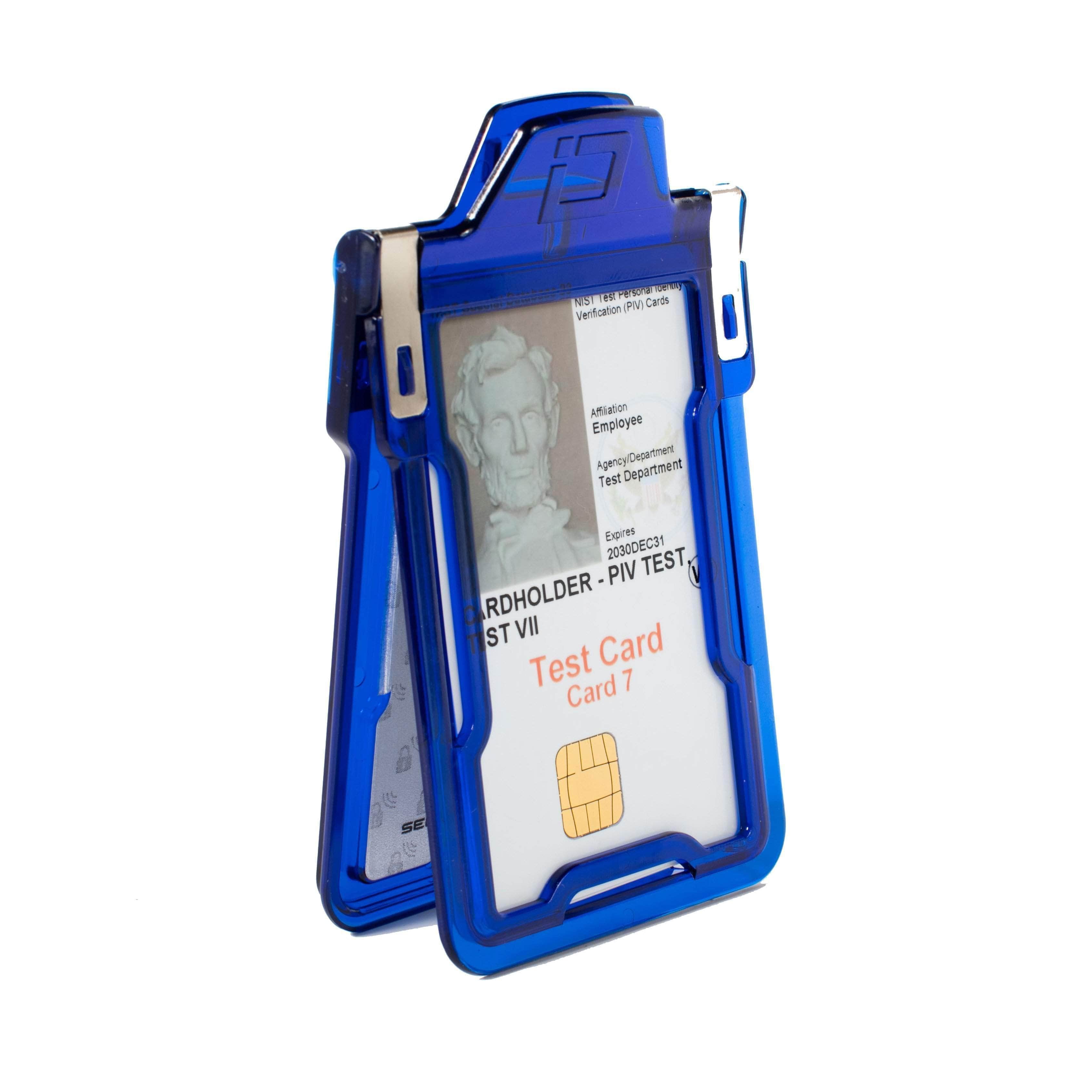 Secure Badge Holder Classic with BloxProx™ - Protects 125Khz HID Prox 1 ID Card Holder - Blue - IDSH5001 - 001B - Blu