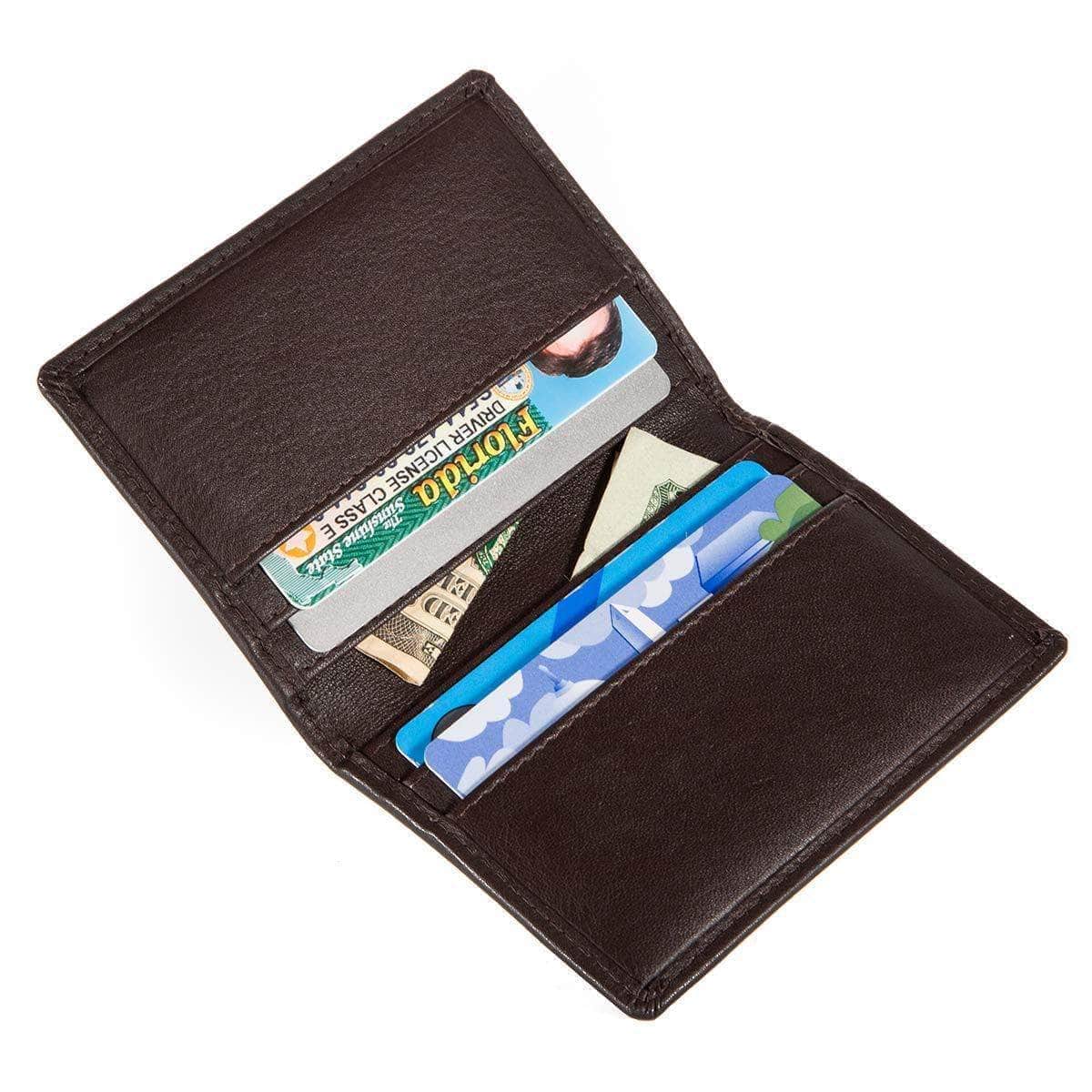 ID Stronghold Men's Wallet Mini Brown Mens 6 Slot Bifold Card Wallet