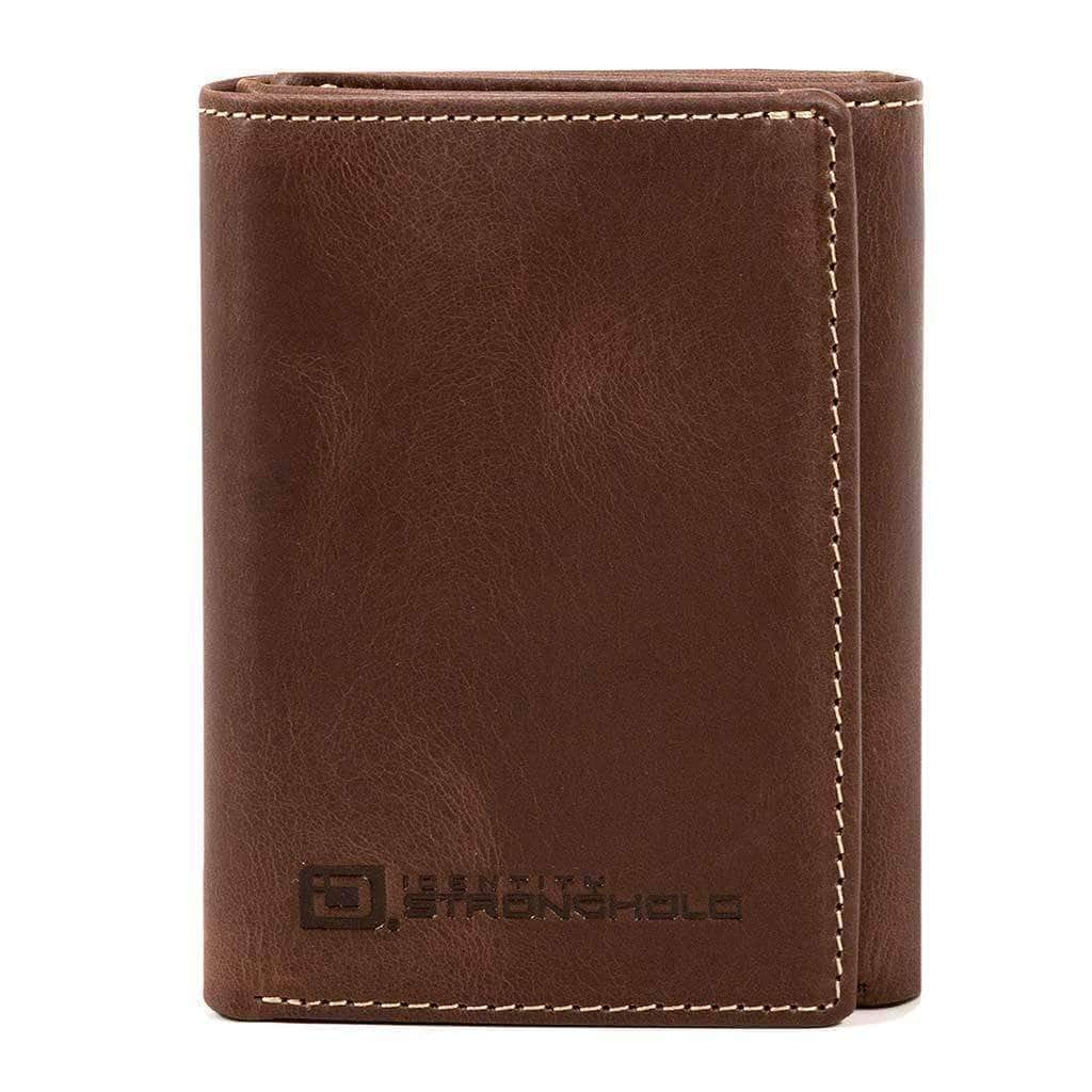 ID Stronghold Men's Wallet Brown Mens RFID 8 Slot Trifold Wallet - Classic Leather