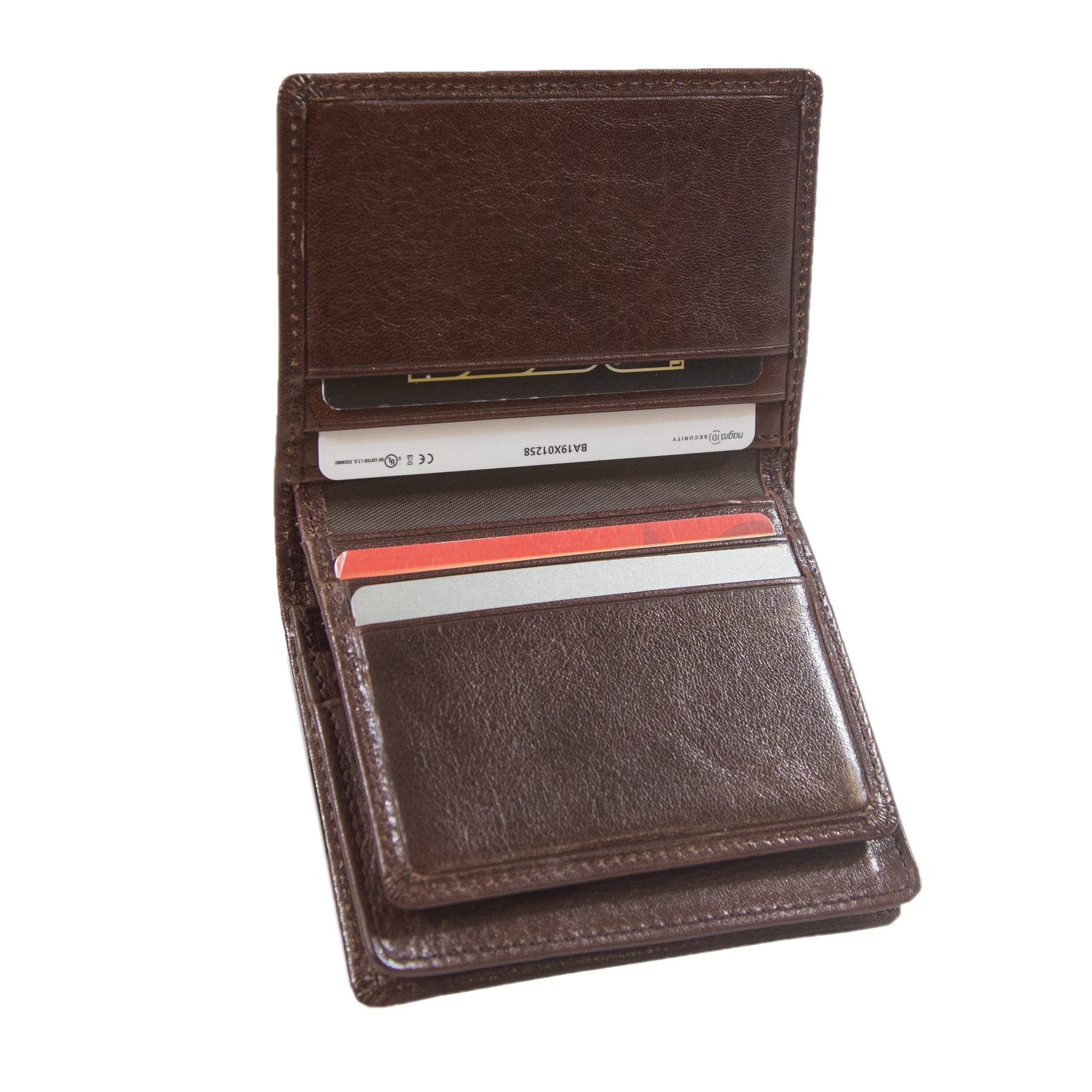 Men's RFID Wallet - High Capacity Just Cards Wallet - Brown - IDSH7019 - RumRsn