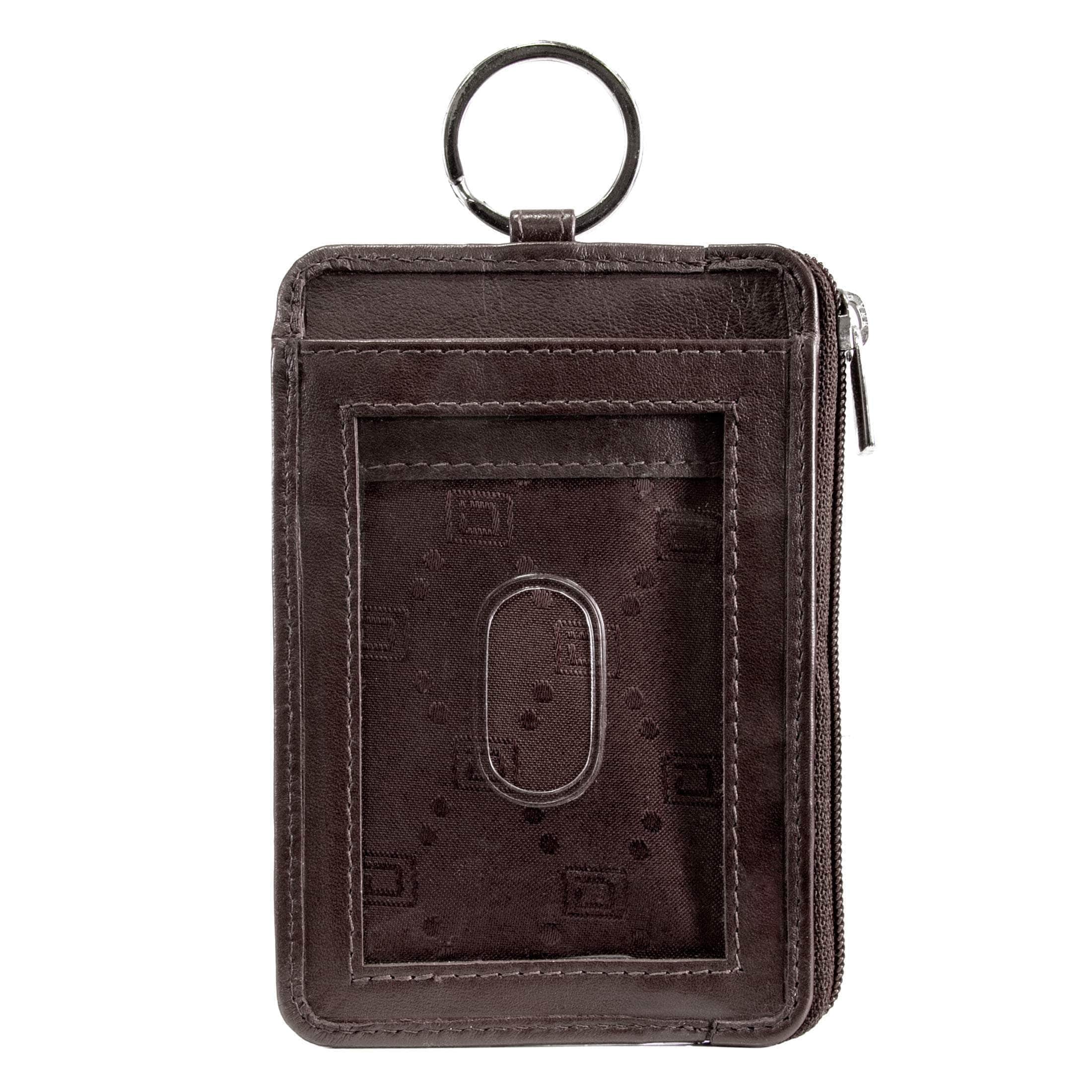 ID Stronghold Badgeholder Leather Mini Brown RFID Wallet Dual Portrait ID Leather Badge Holder