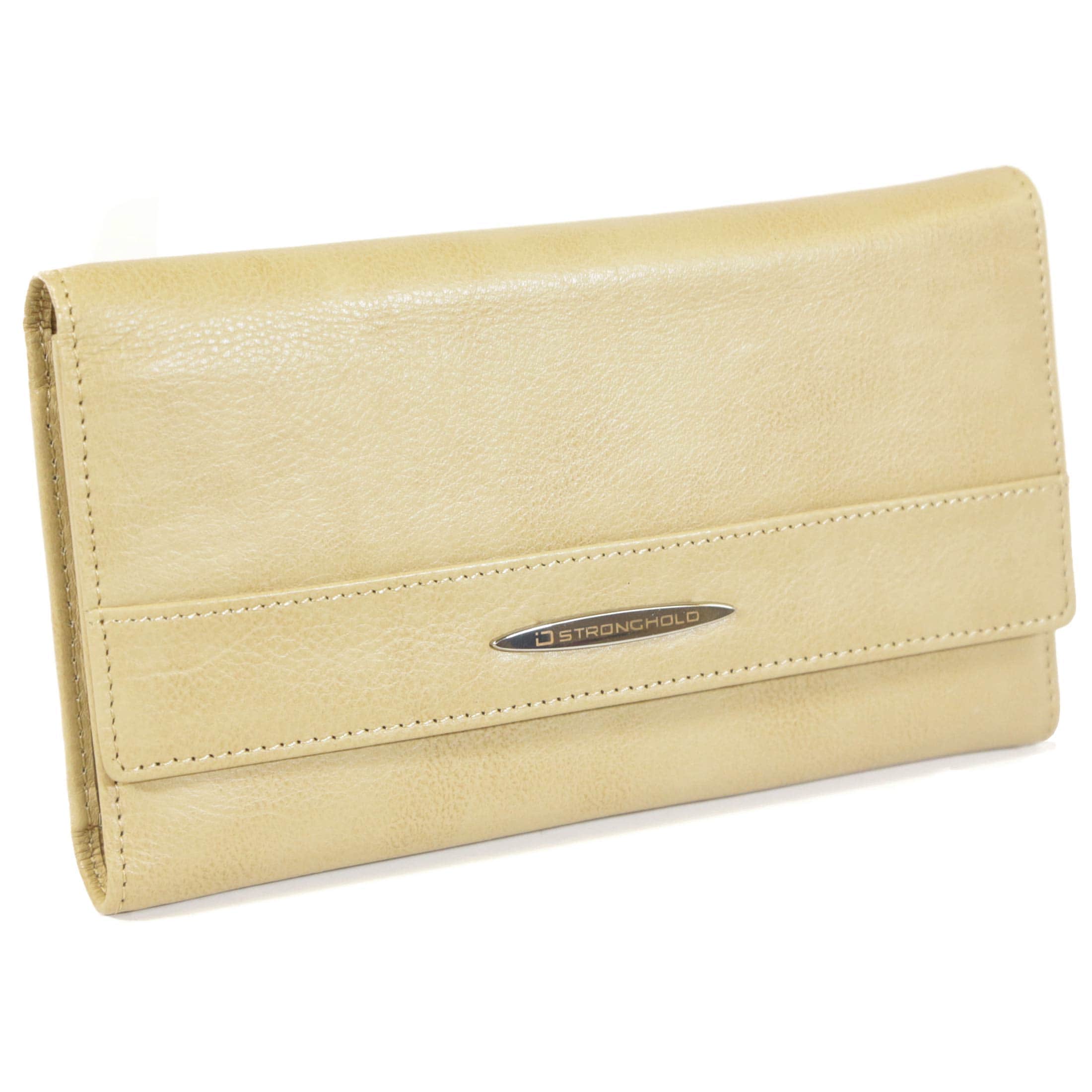 ID Stronghold Ladies Wallet Checkbook Camel Womens RFID Wallet Deluxe Checkbook Clutch