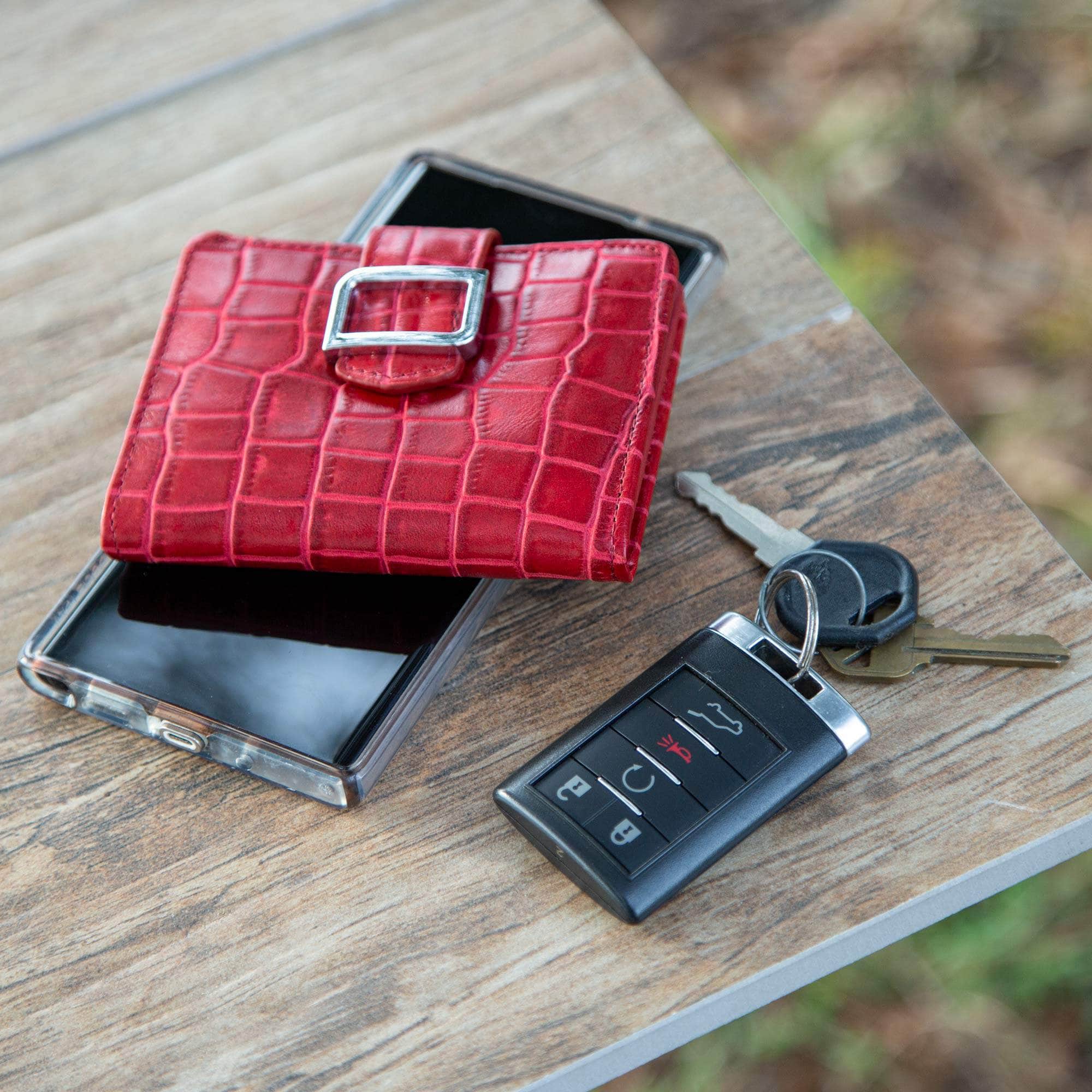 Croco Leather RFID Keychain Wallet