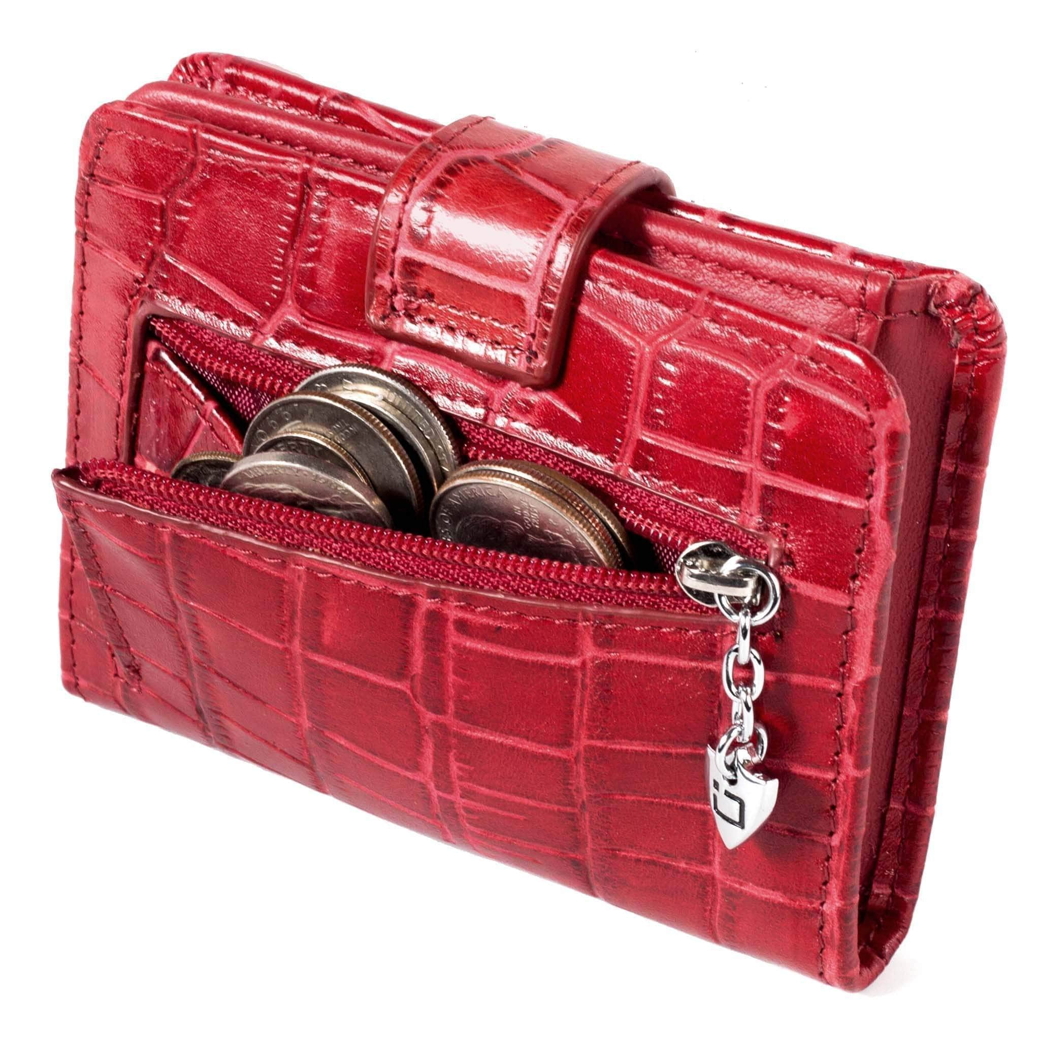 ID Stronghold Ladies Wallet Croco Croco Embossed Slim Women's Mini Trifold