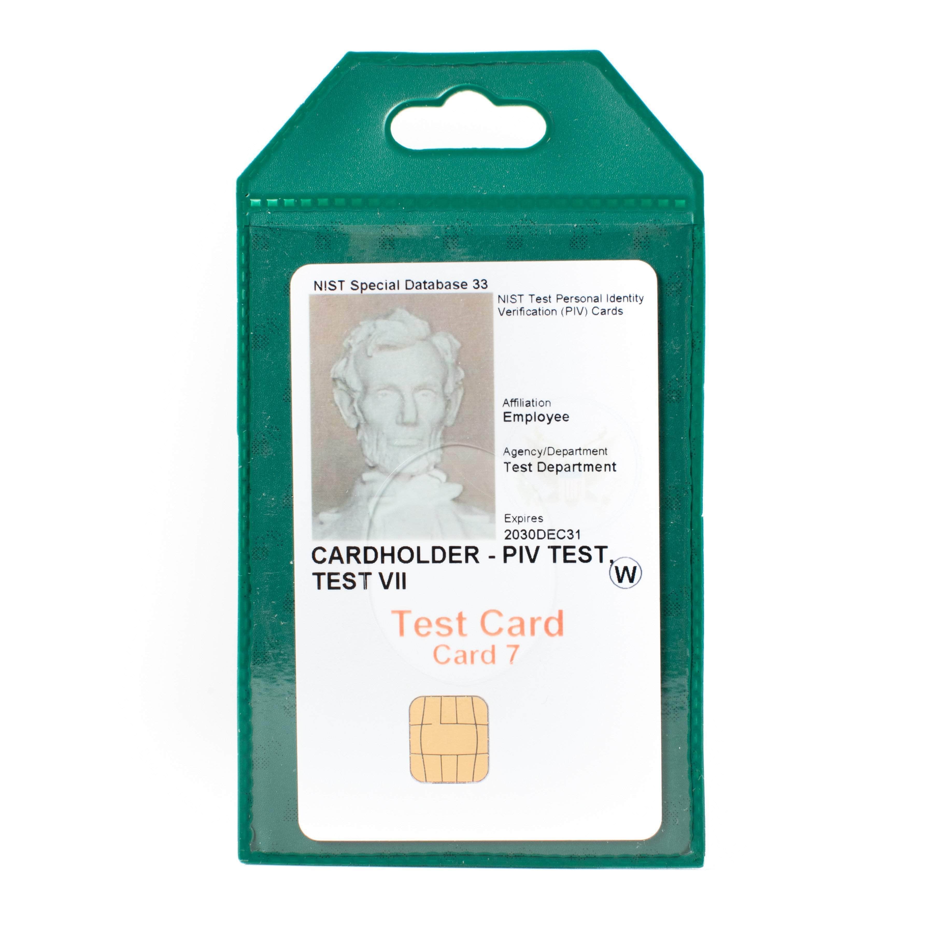 ID Stronghold Badgeholder Green Secure Badge Holder Flex Vertical 2 Card Holder