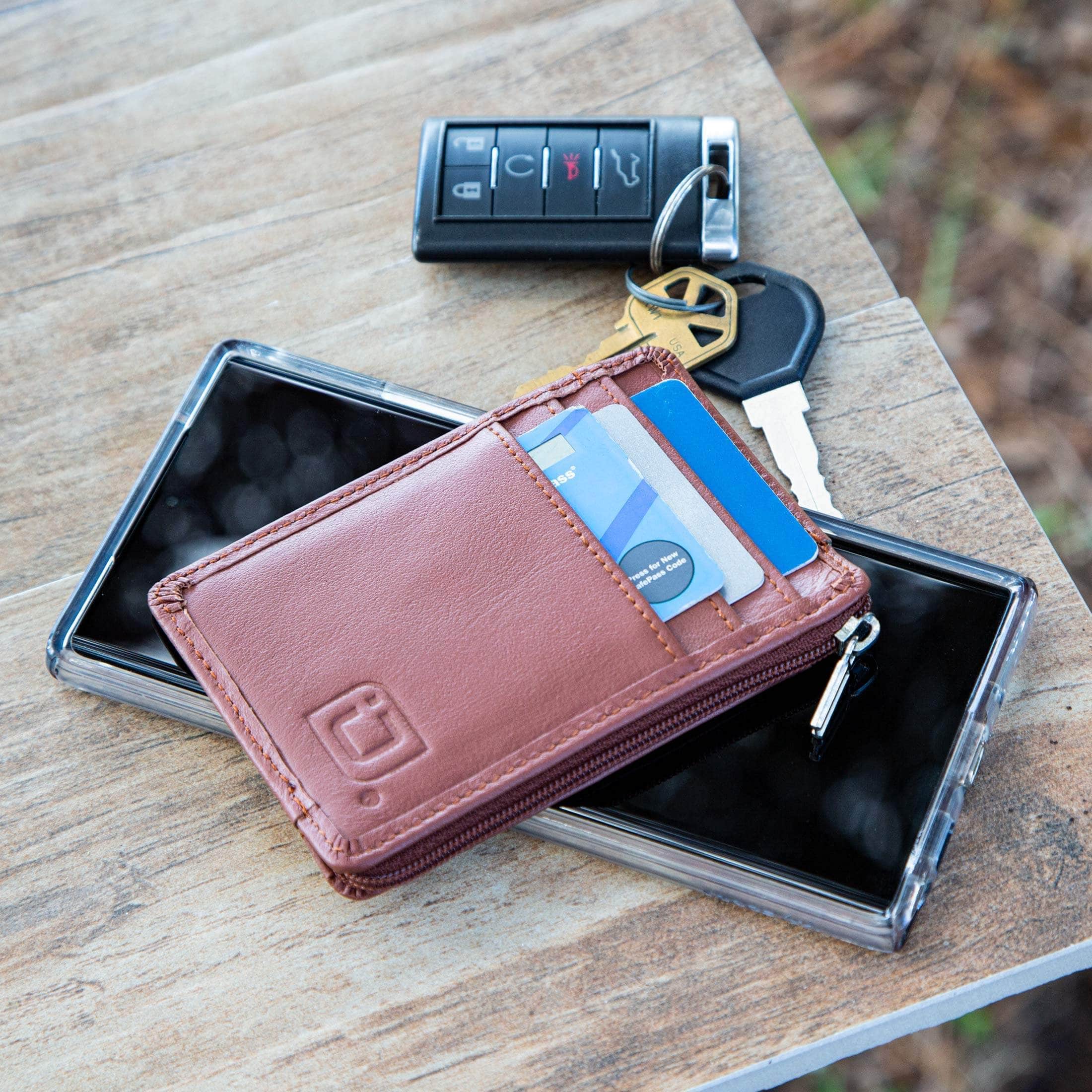Slim Leather ID/Credit Card Holder Long Wallet with RFID Blocking