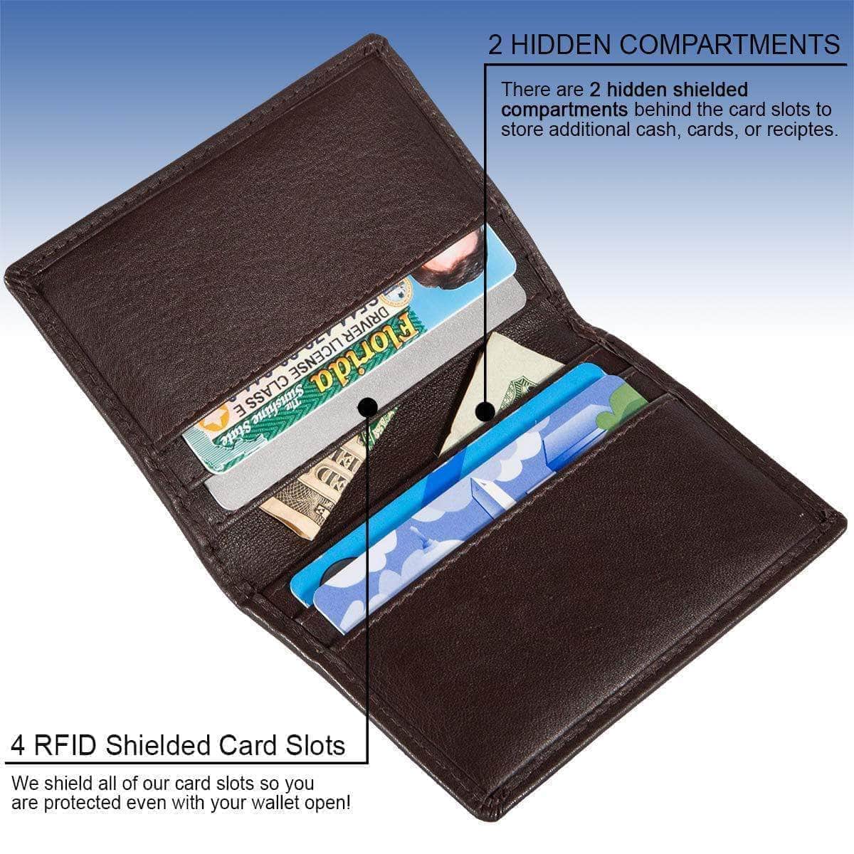RFID Wallet – 6 - Slot Bifold Card Holder - Brown - IDSH7039 - brn