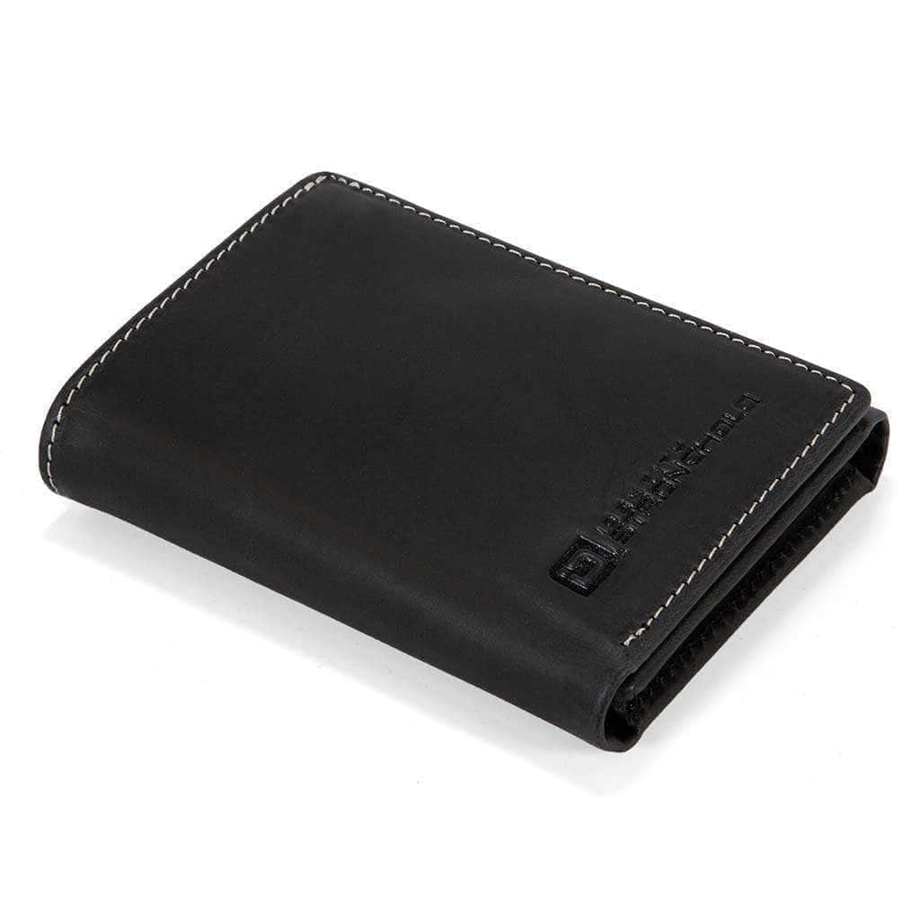 Mens RFID 8 Slot Trifold Wallet - Classic Leather - Black - IDSH7026 - blk