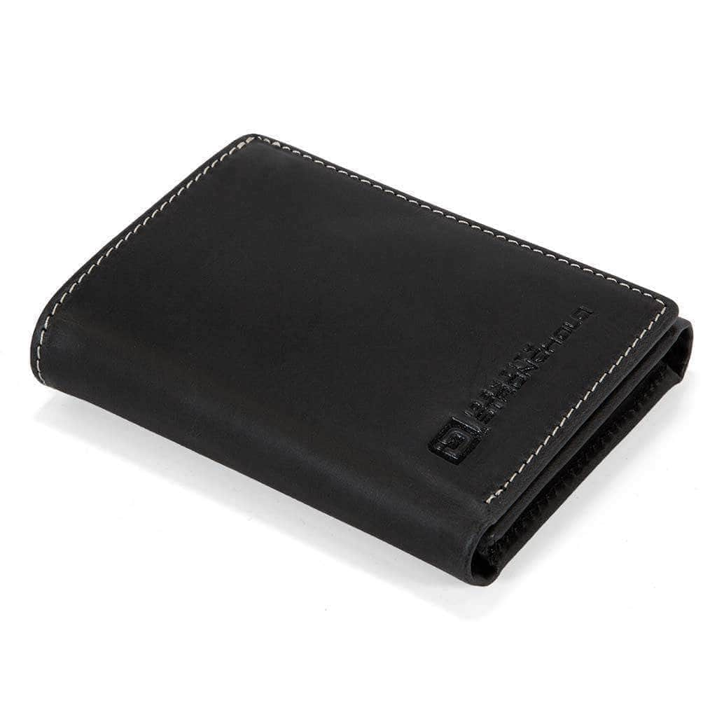 Leather Black Men's Trifold Quick Card Access Wallet/ Top 