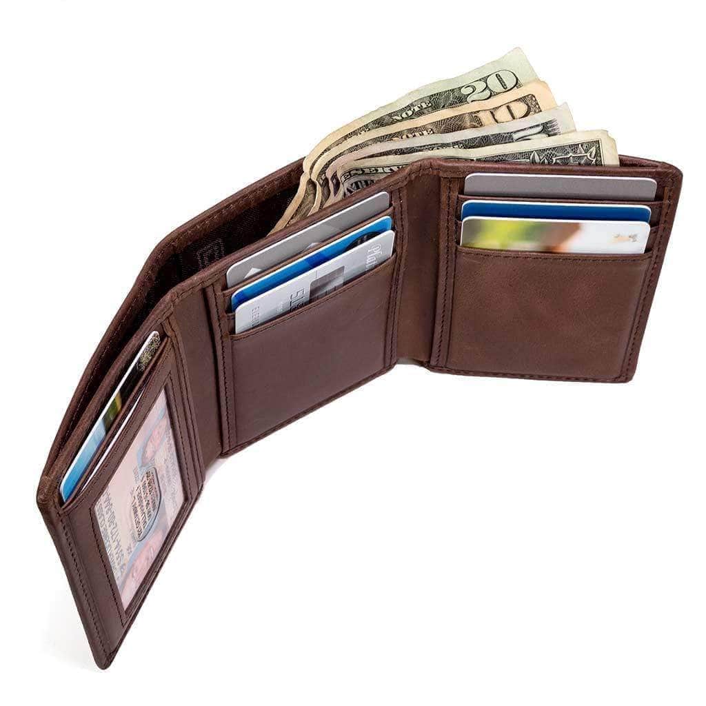 ID Stronghold Men's Wallet Mens RFID 8 Slot Trifold Wallet - Classic Leather