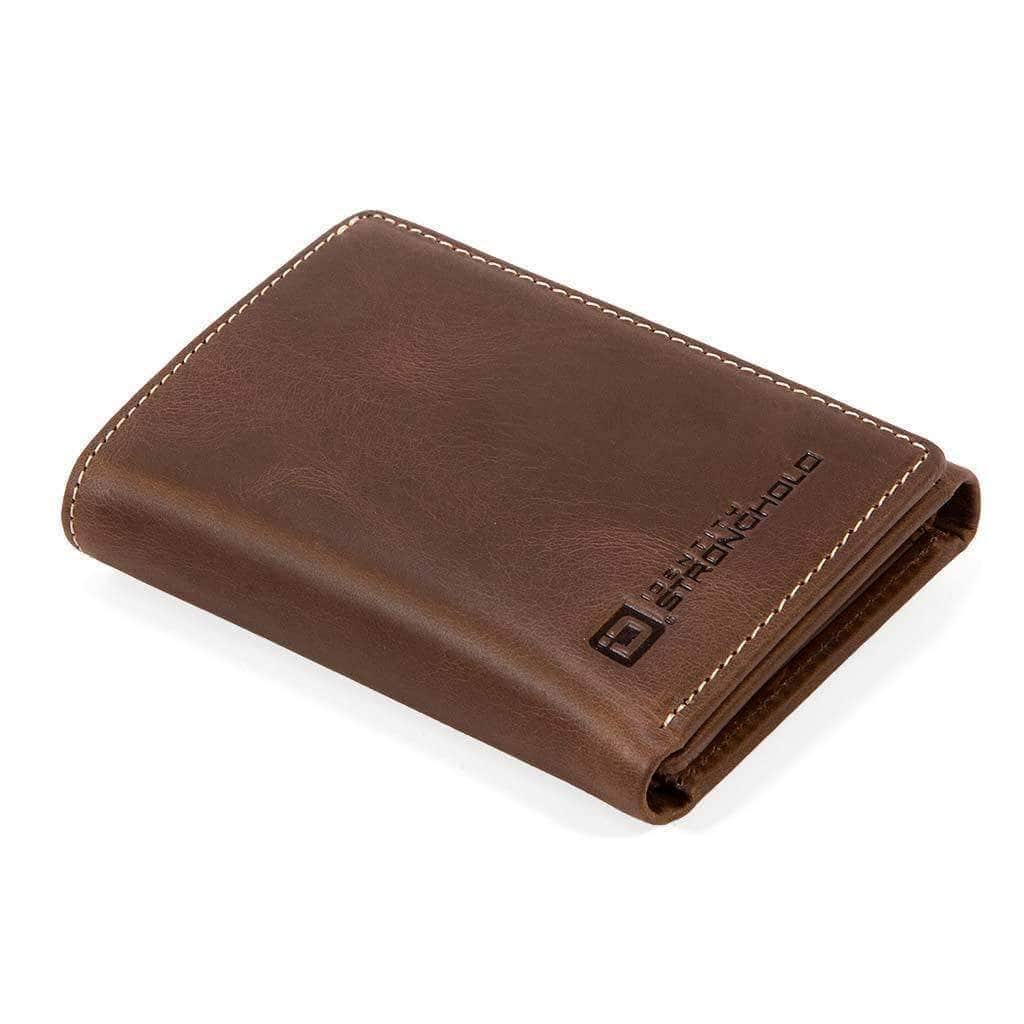 Mens RFID 8 Slot Trifold Wallet - Classic Leather - Brown - IDSH7026 - brn