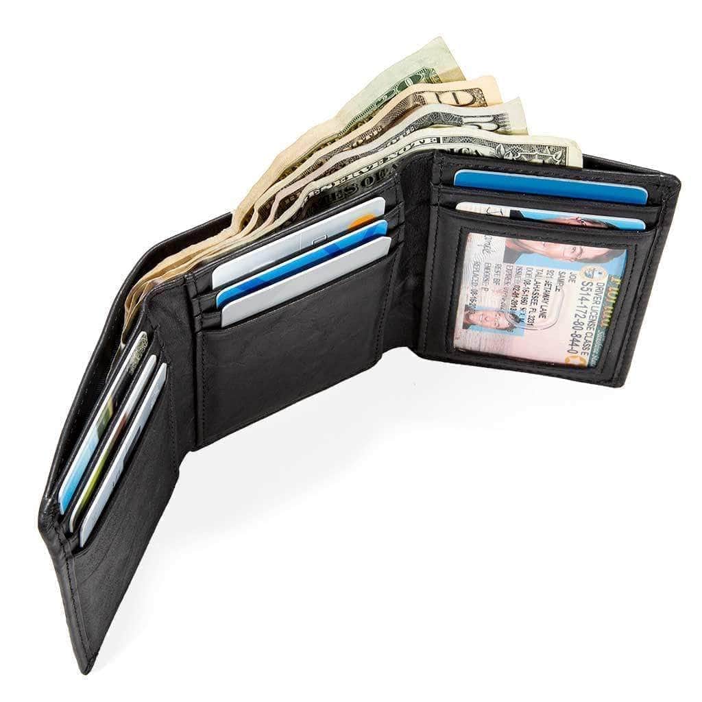 ID Stronghold Men's Wallet Mens RFID Trifold Wallet in Western Leather