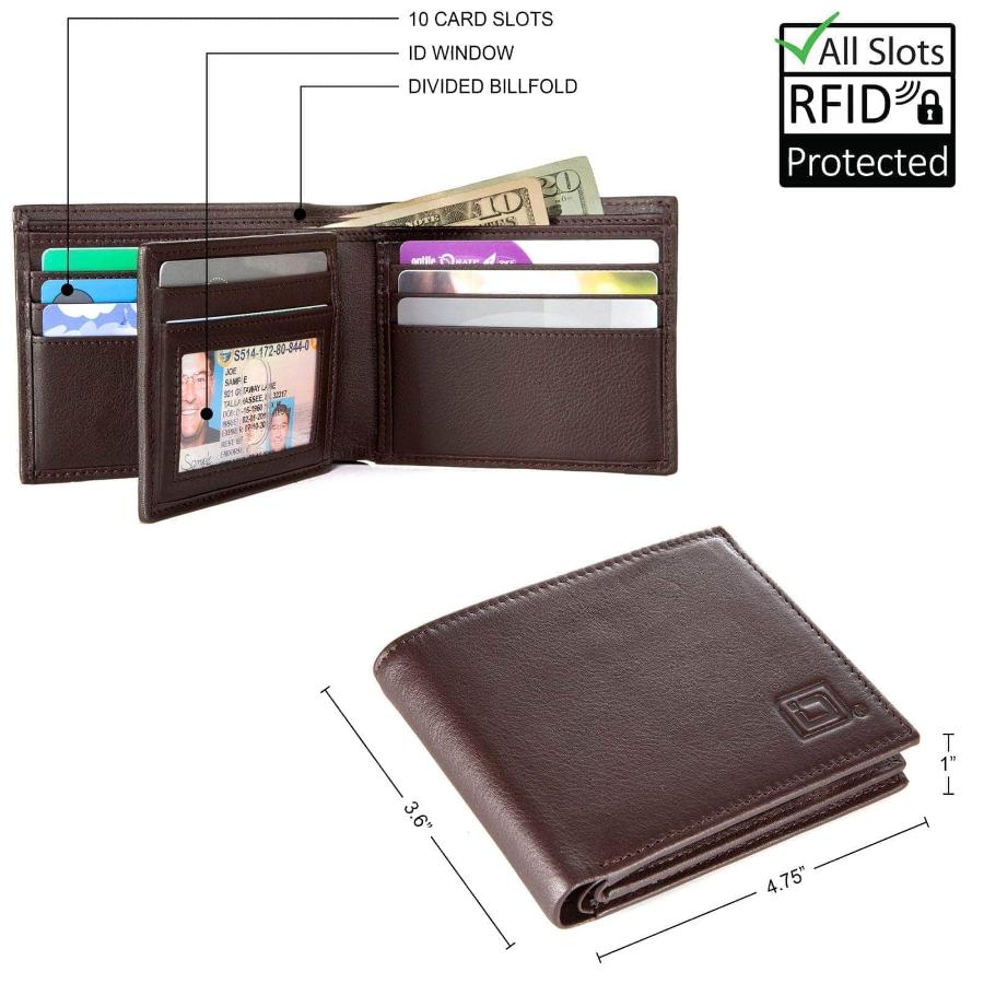 ID Stronghold  Men's Leather RFID Wallet 10 slot Bifold