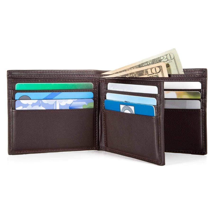 Black Trifold Leather Wallet With RFID Blocking and ID Window