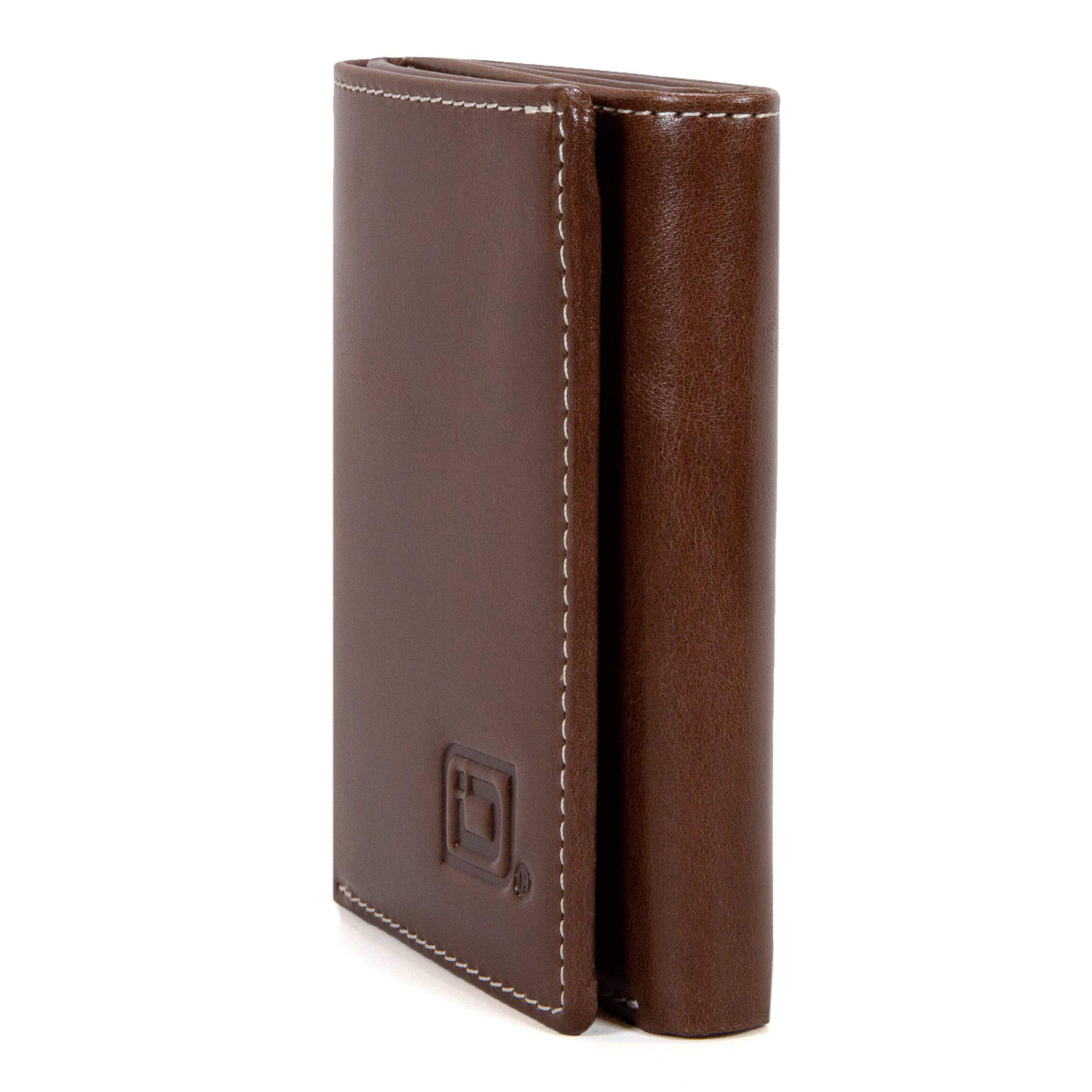 Mens RFID Wallet - 8 Slot Trifold Stonewashed Leather Wallet - IDSH7027 - brn