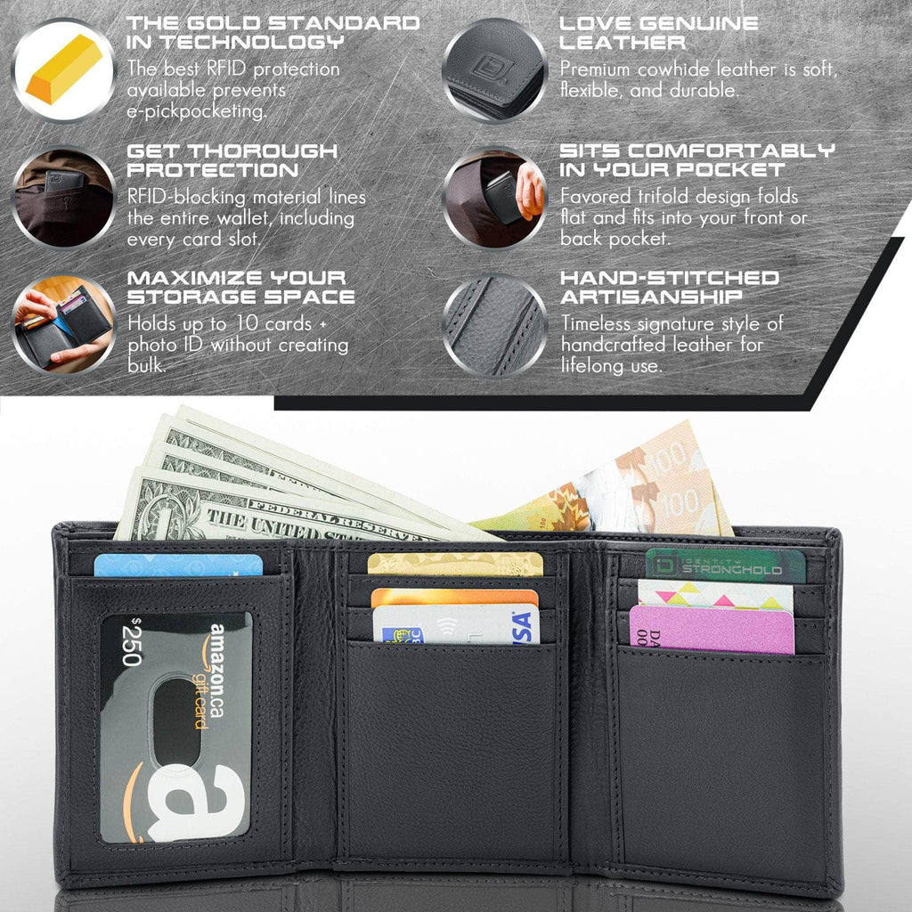 ID Stronghold | Men's RFID Wallet Trifold 8 slot with ID Window