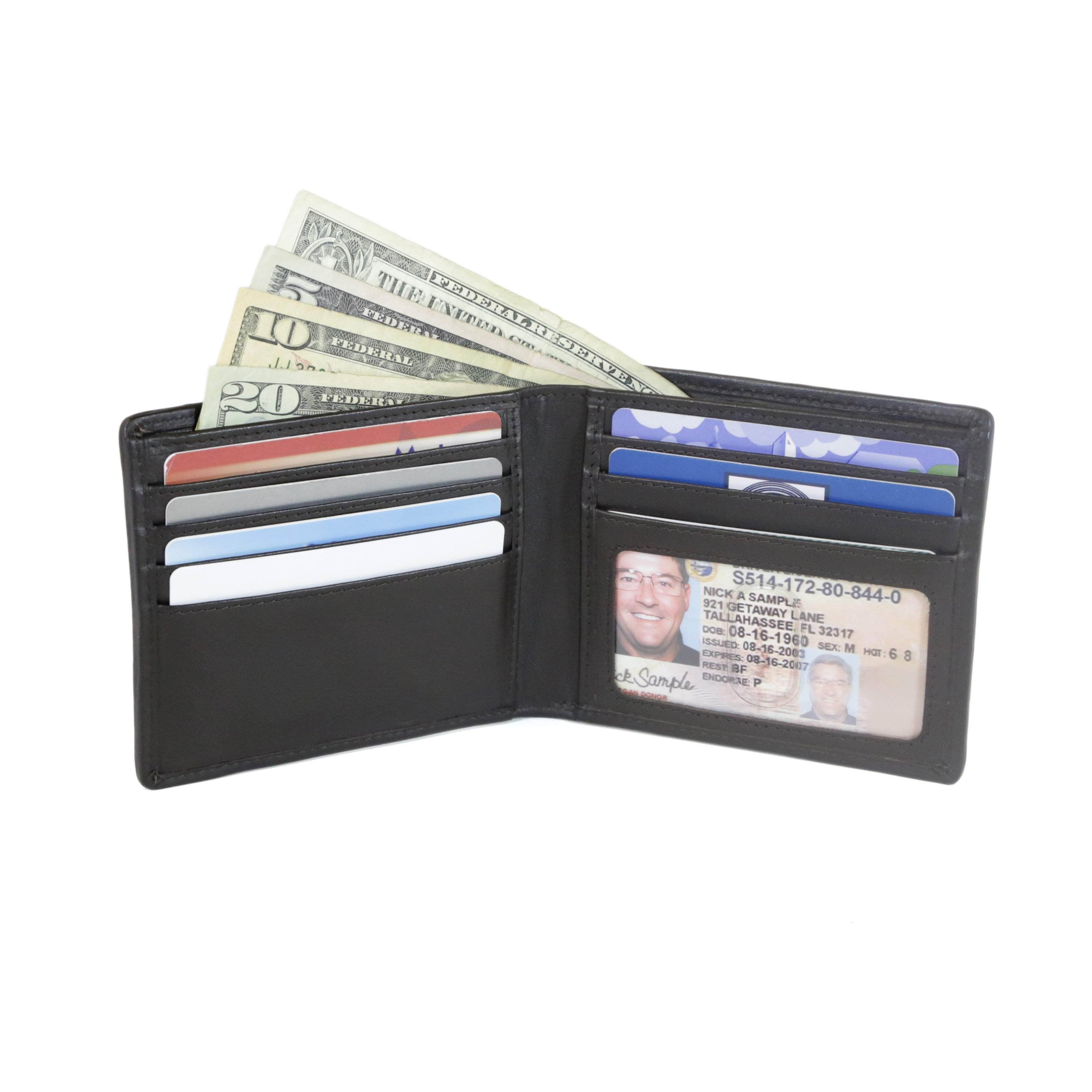 ID Stronghold Men's Wallet Mens RFID Wallet - Slim 7 Slot Bifold With ID in Leather and Nylon