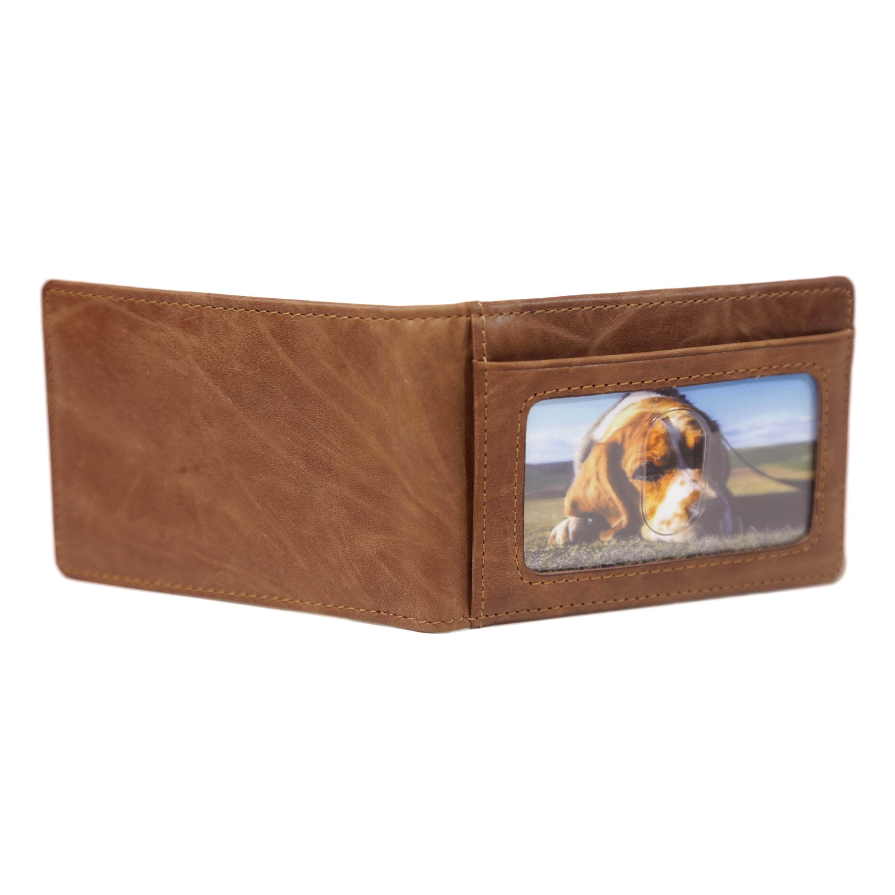 Mens RFID Wallet - Western Front Pocket Card Wallet - IDSH7015S - Natbrn