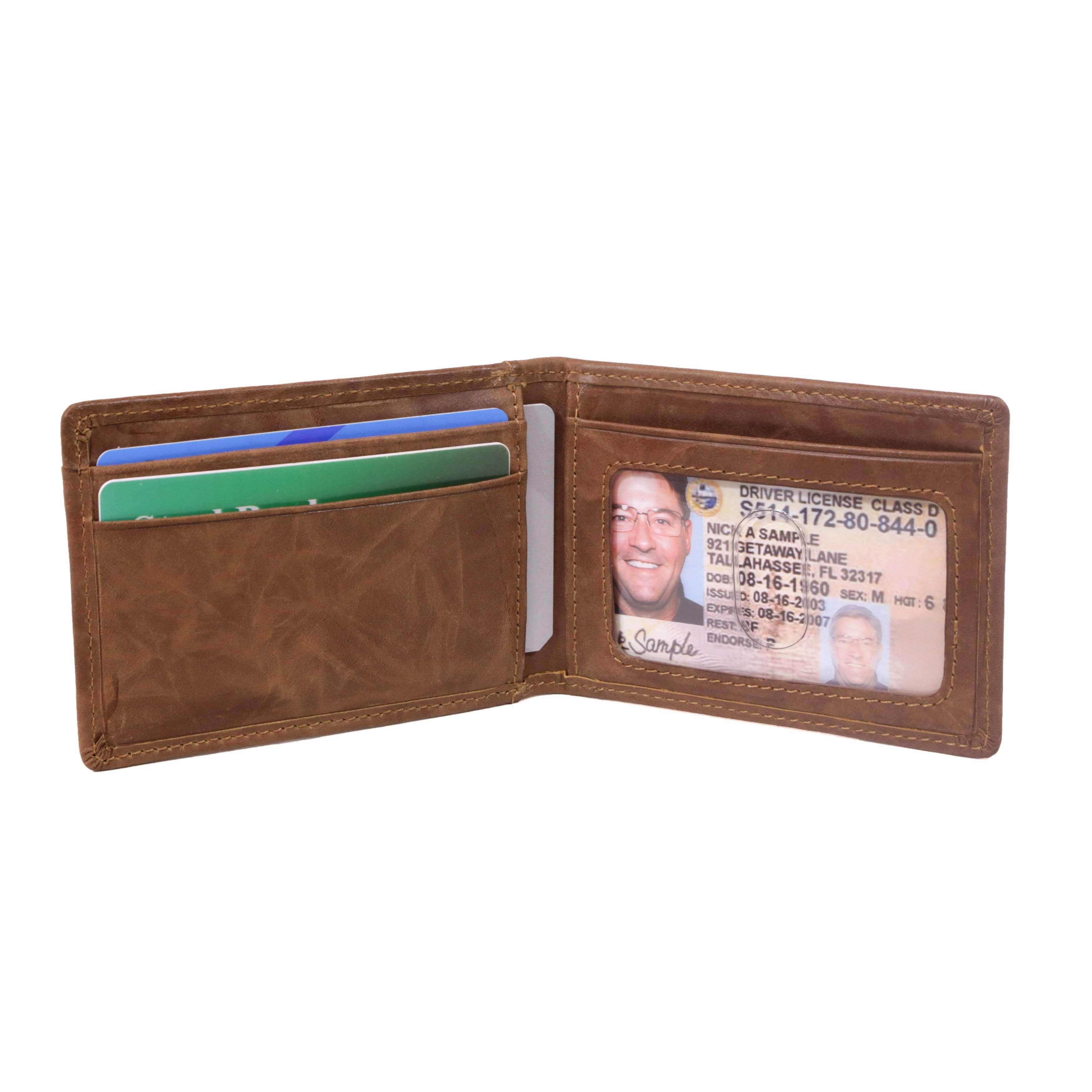 Mens RFID Wallet - Western Front Pocket Card Wallet - IDSH7015S - Natbrn