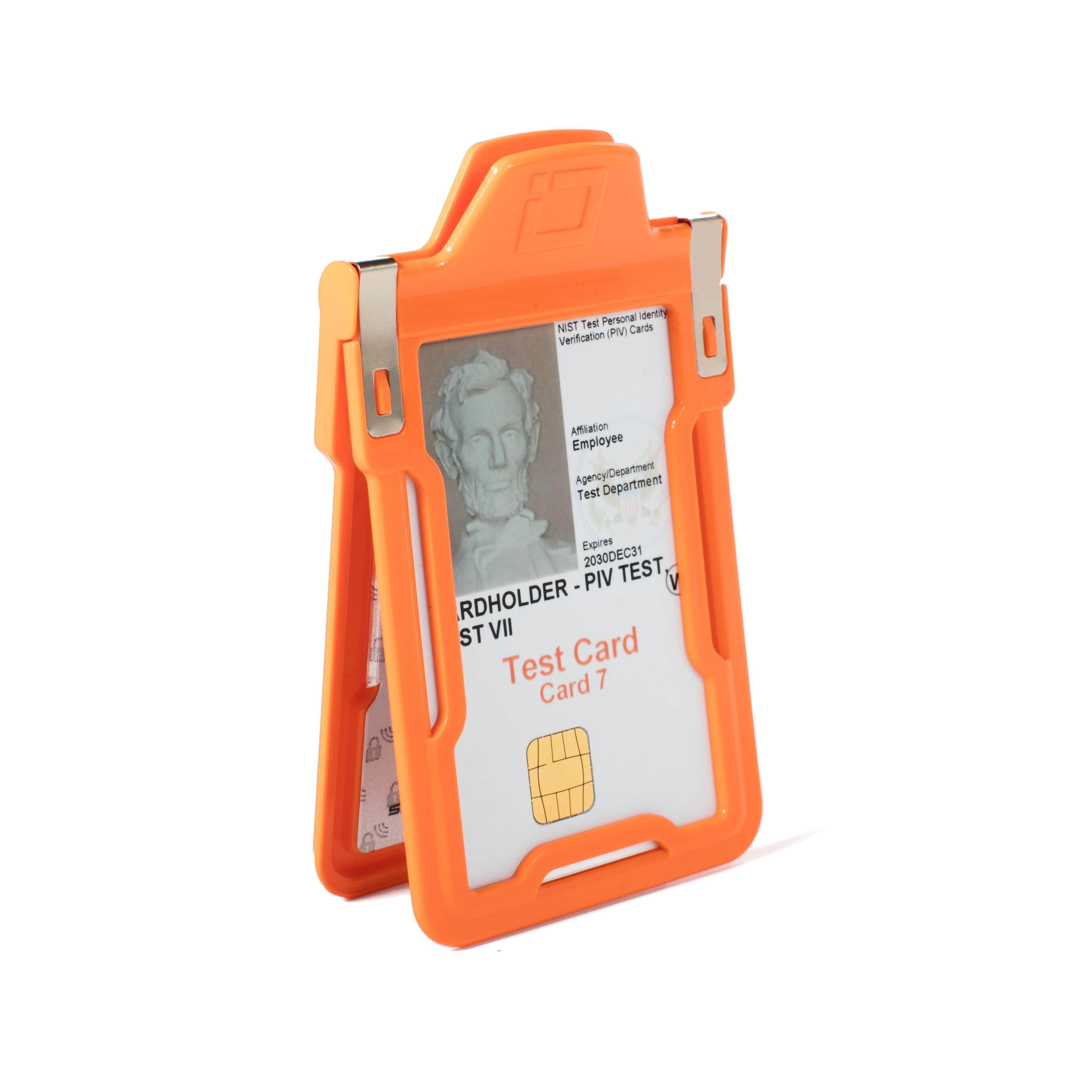 Secure Badge Holder Classic with BloxProx™ - Protects 125Khz HID Prox 1 ID Card Holder - Orange - IDSH5001 - 001B - Org