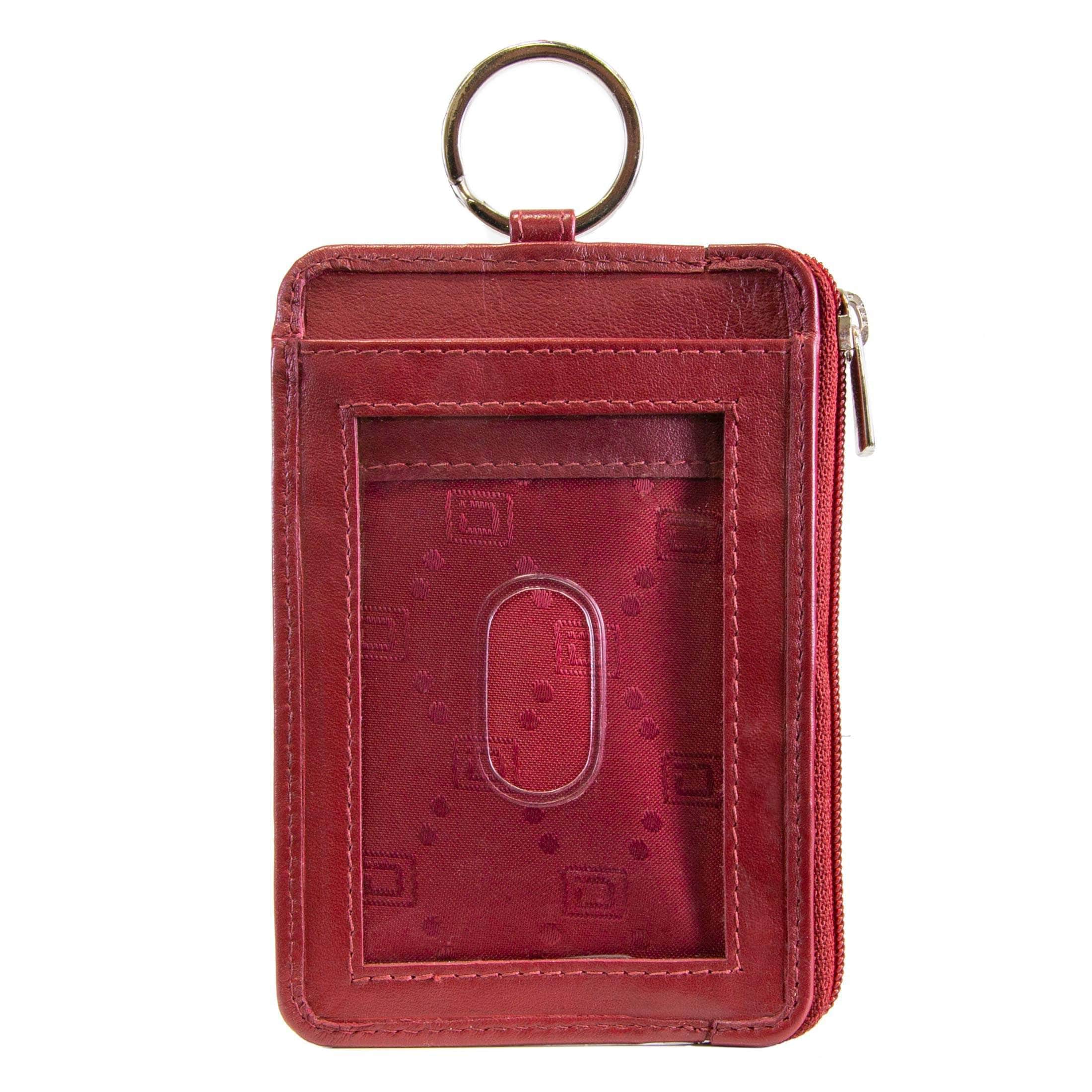 ID Stronghold Badgeholder Leather Mini Red RFID Wallet Dual Portrait ID Leather Badge Holder