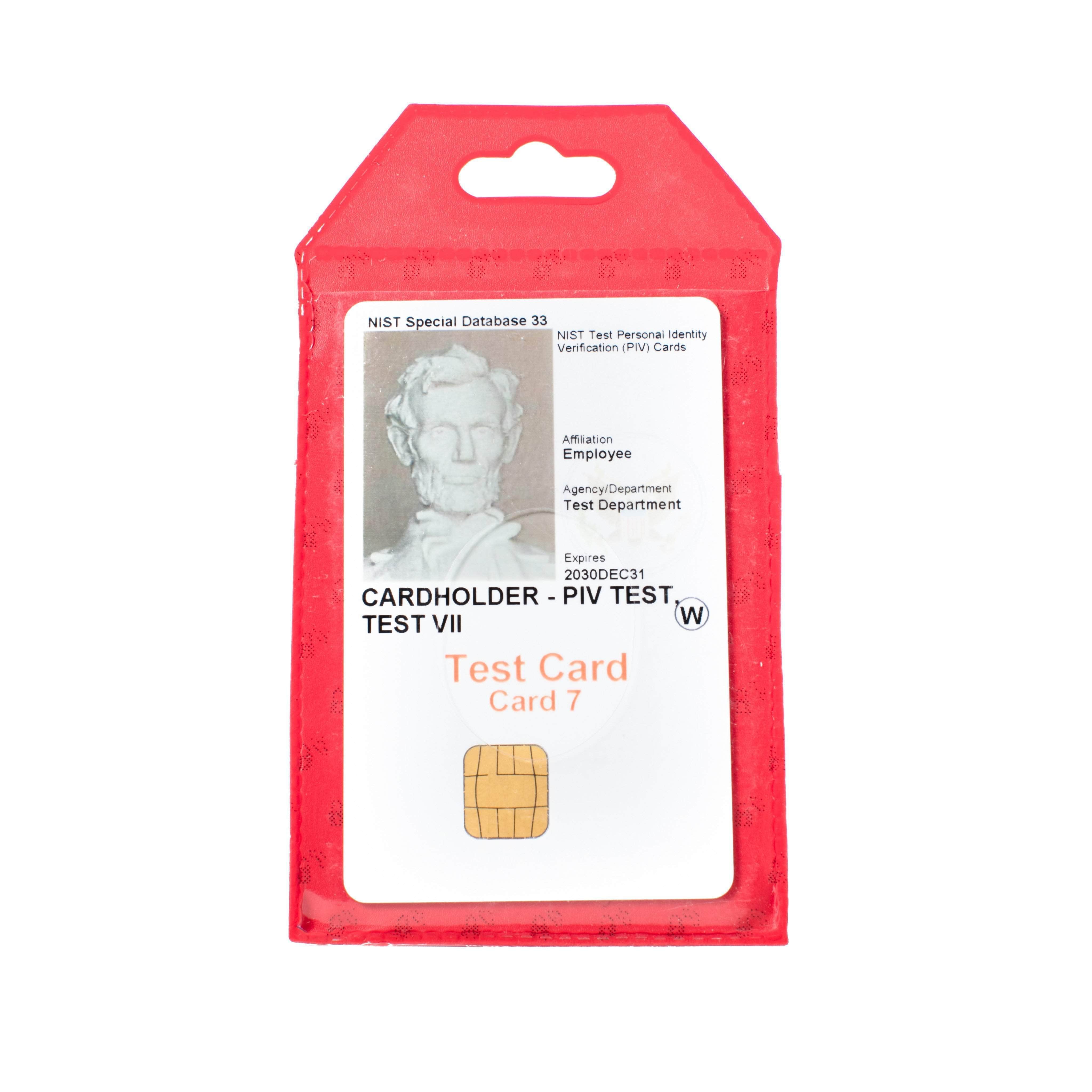 ID Stronghold Badgeholder Red Secure Badge Holder Flex Vertical 2 Card Holder