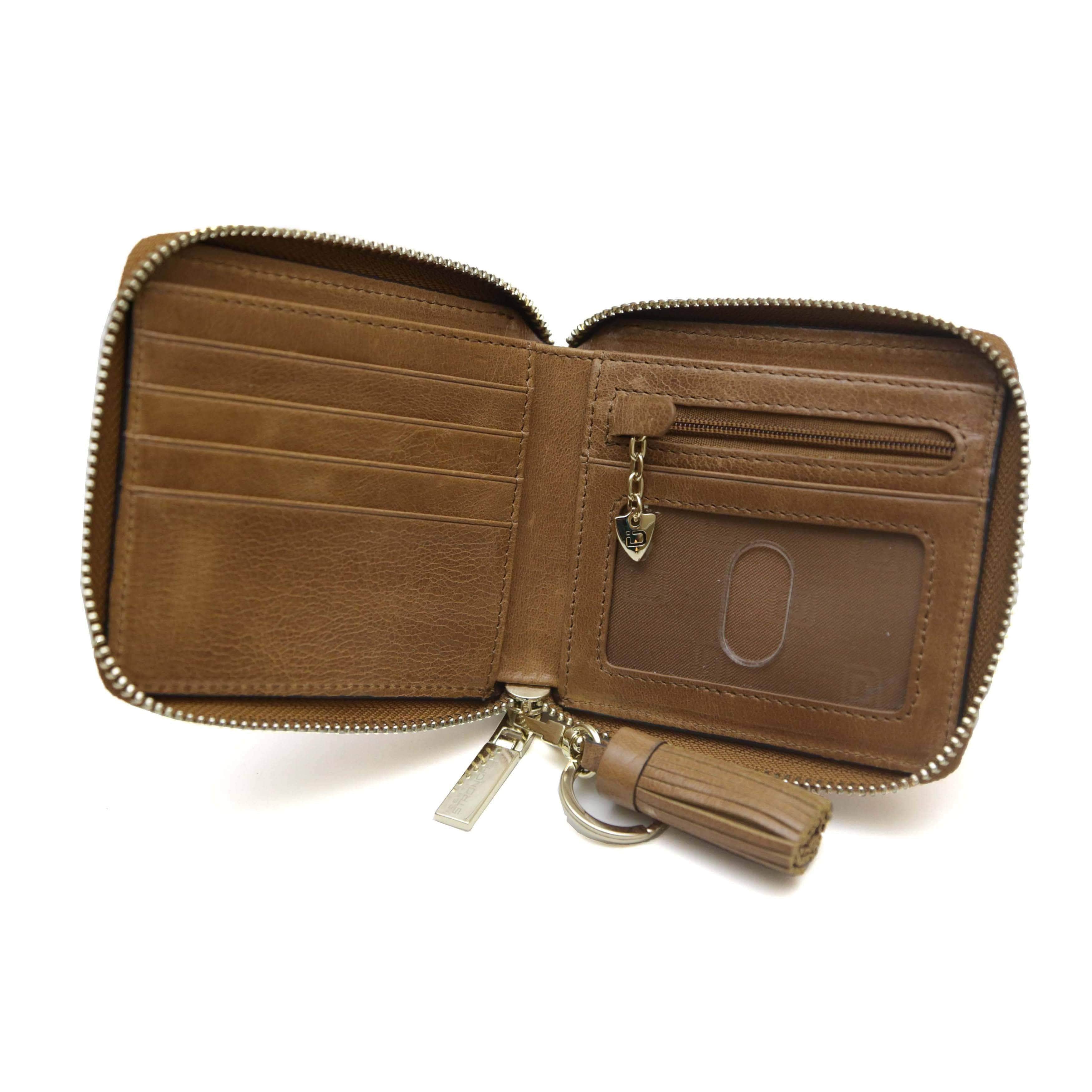 RFID Belted Ziparound Bifold - IDSH7106 - cognac