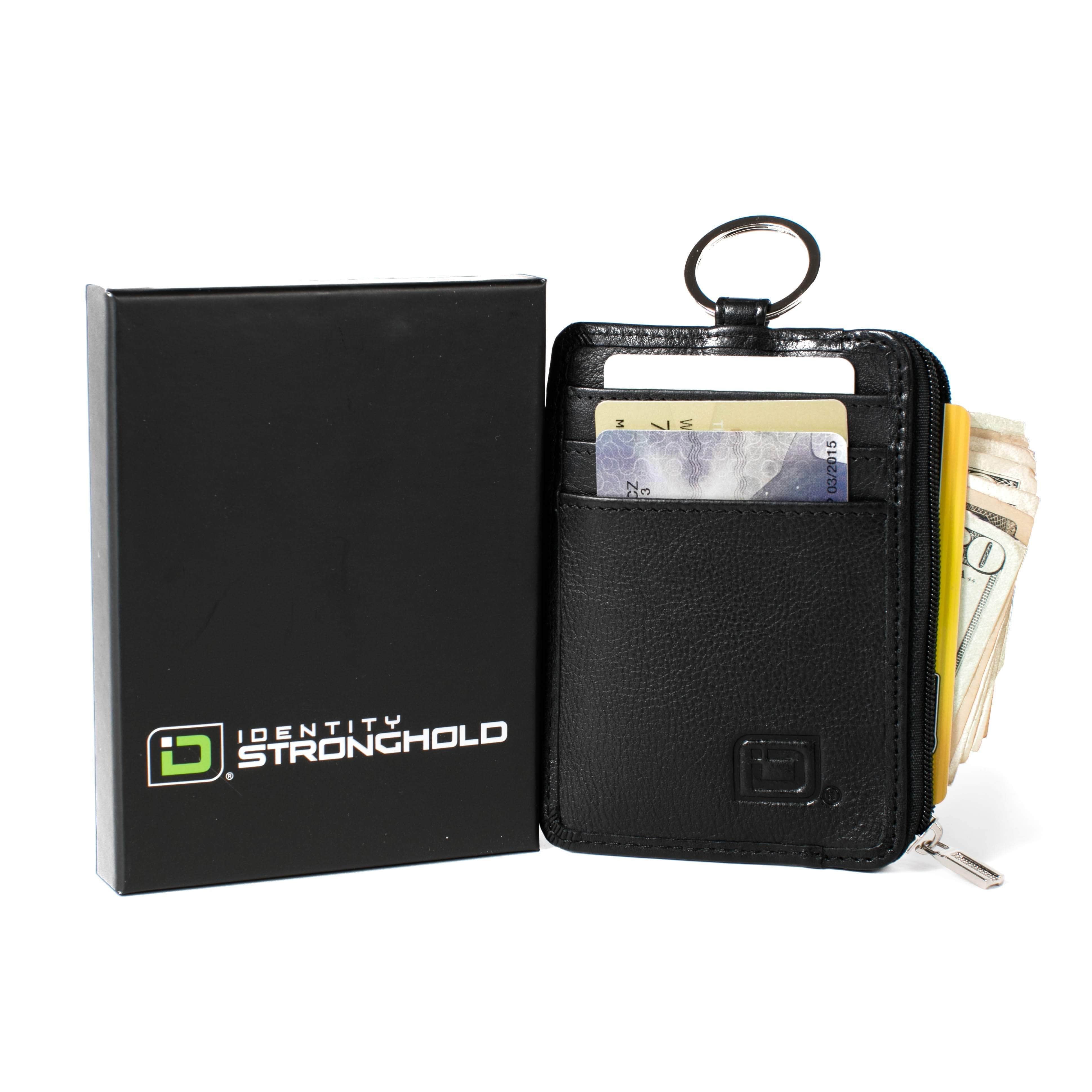 RFID Blocking Leather Secure Badge Holder Portrait - Black - IDSH7006 - blk