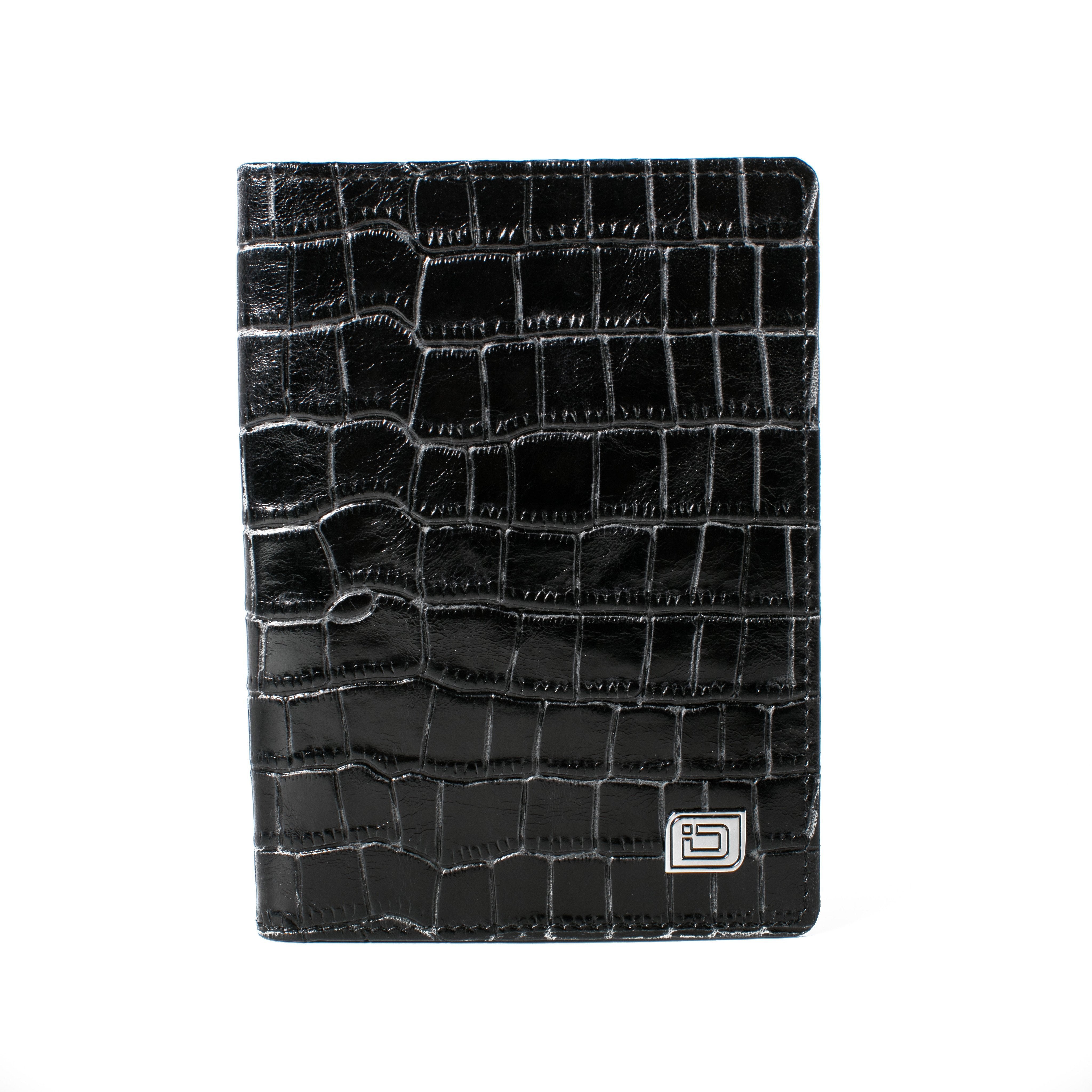 BLACK CROCO Leather Designer Passport Holder, For Office