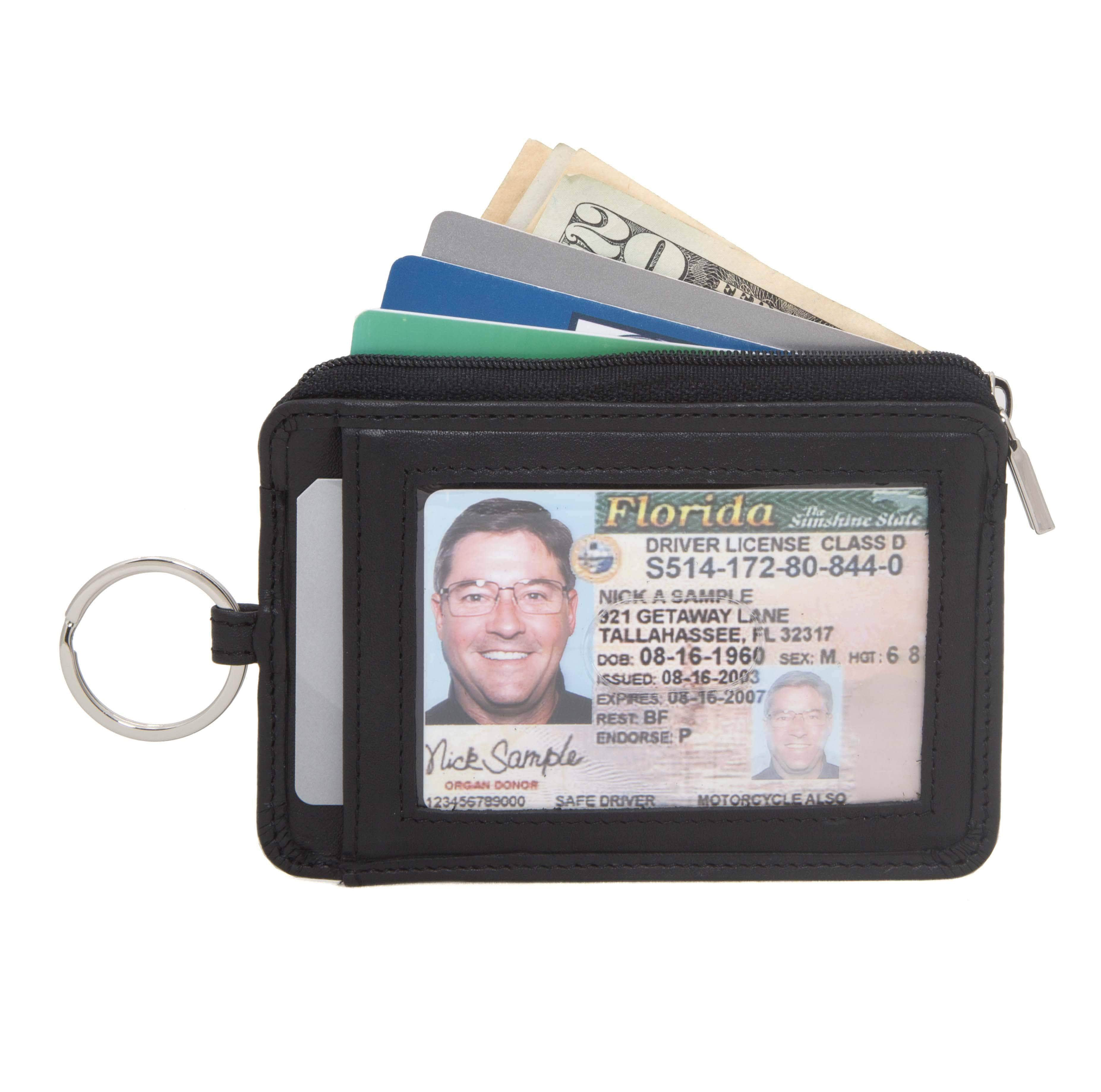 ID Stronghold Badgeholder Leather Mini RFID Wallet Dual Portrait ID Leather Badge Holder