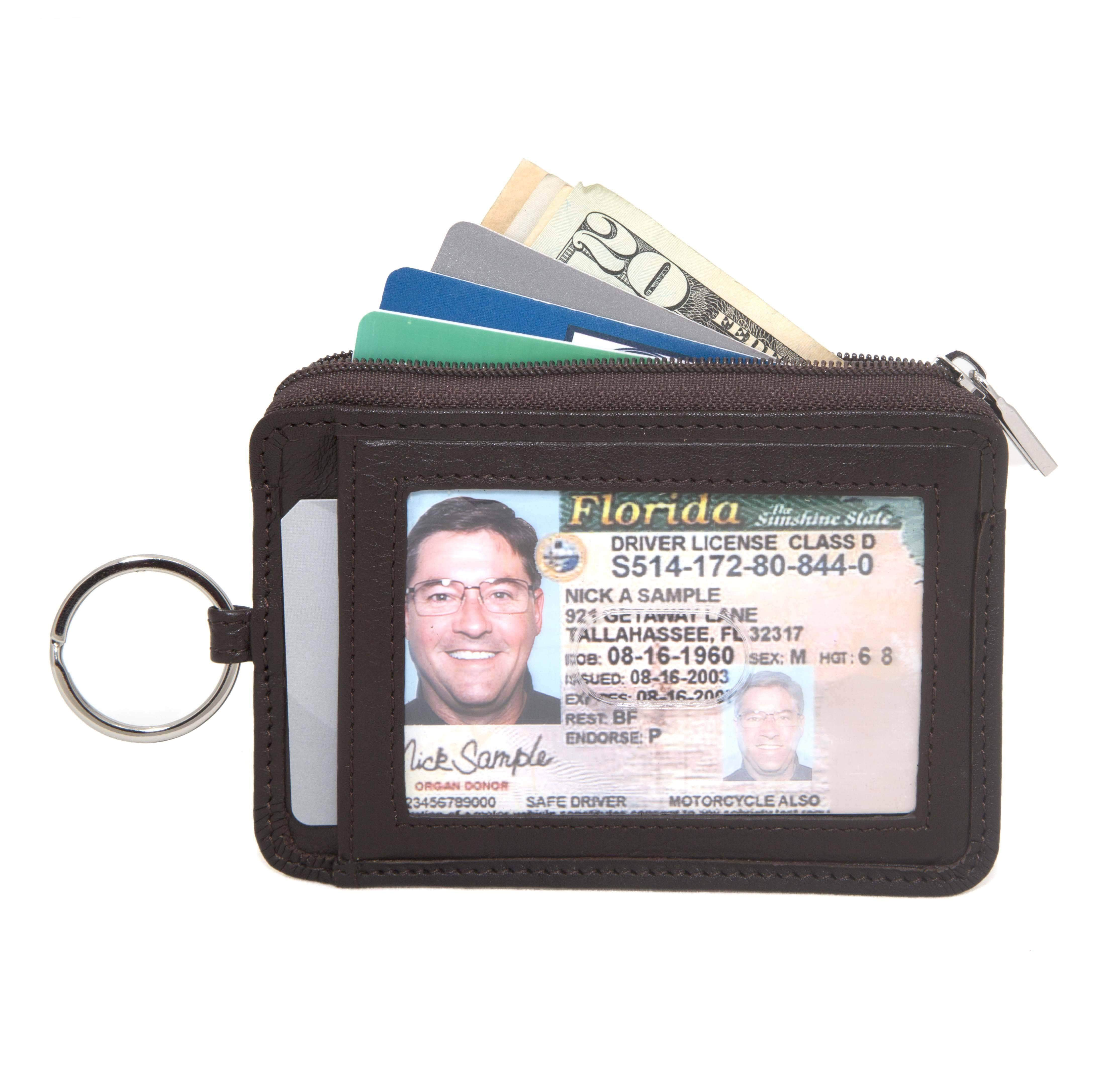 ID Stronghold Badgeholder Leather Mini RFID Wallet Dual Portrait ID Leather Badge Holder