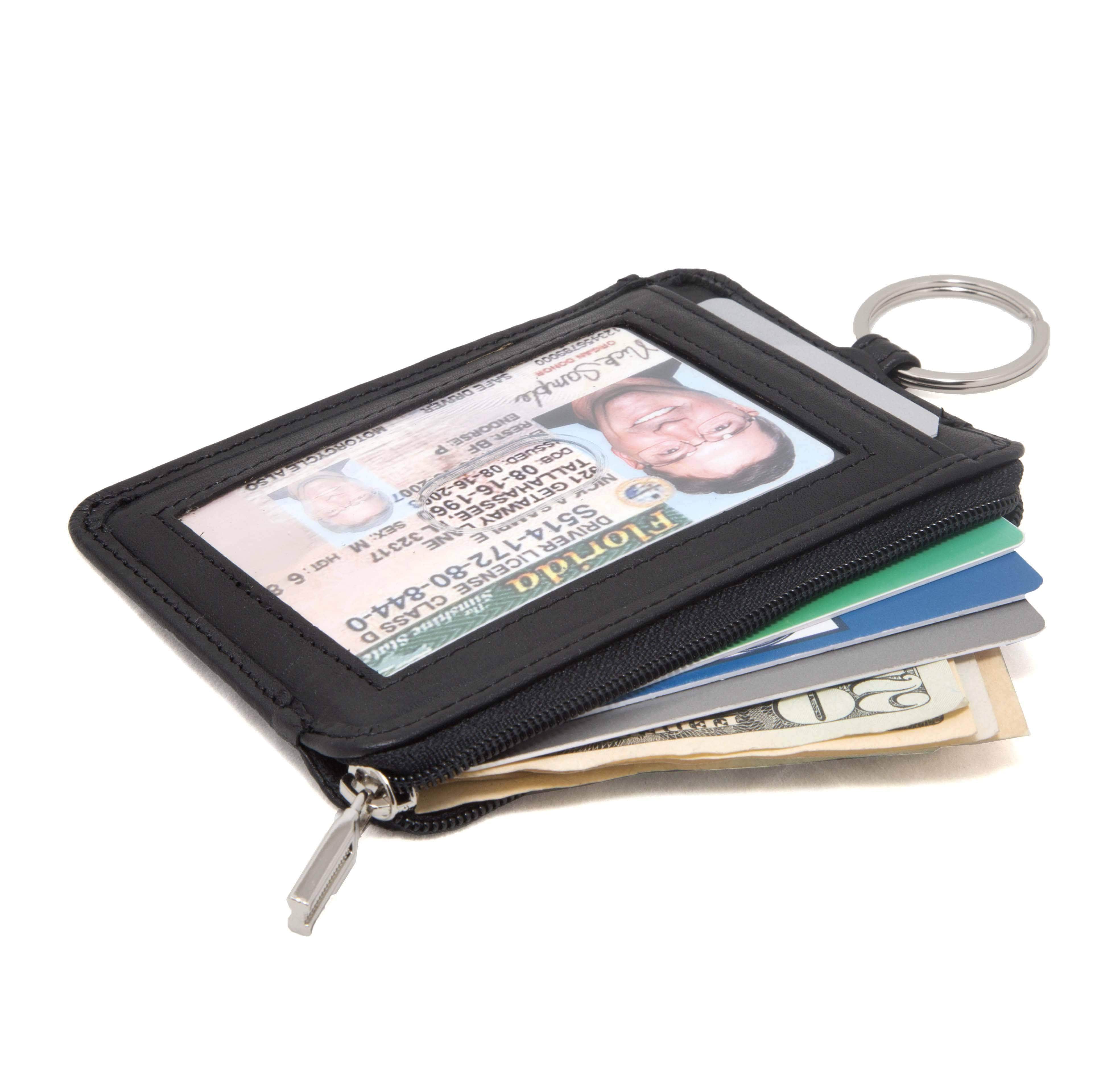 ID Stronghold Badgeholder Leather Mini RFID Wallet Dual Portrait ID Leather Badge Holder
