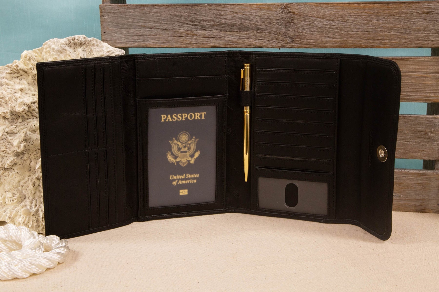 Safe Harbor Wallets for Women RFID Classic Weave World Traveler Wall