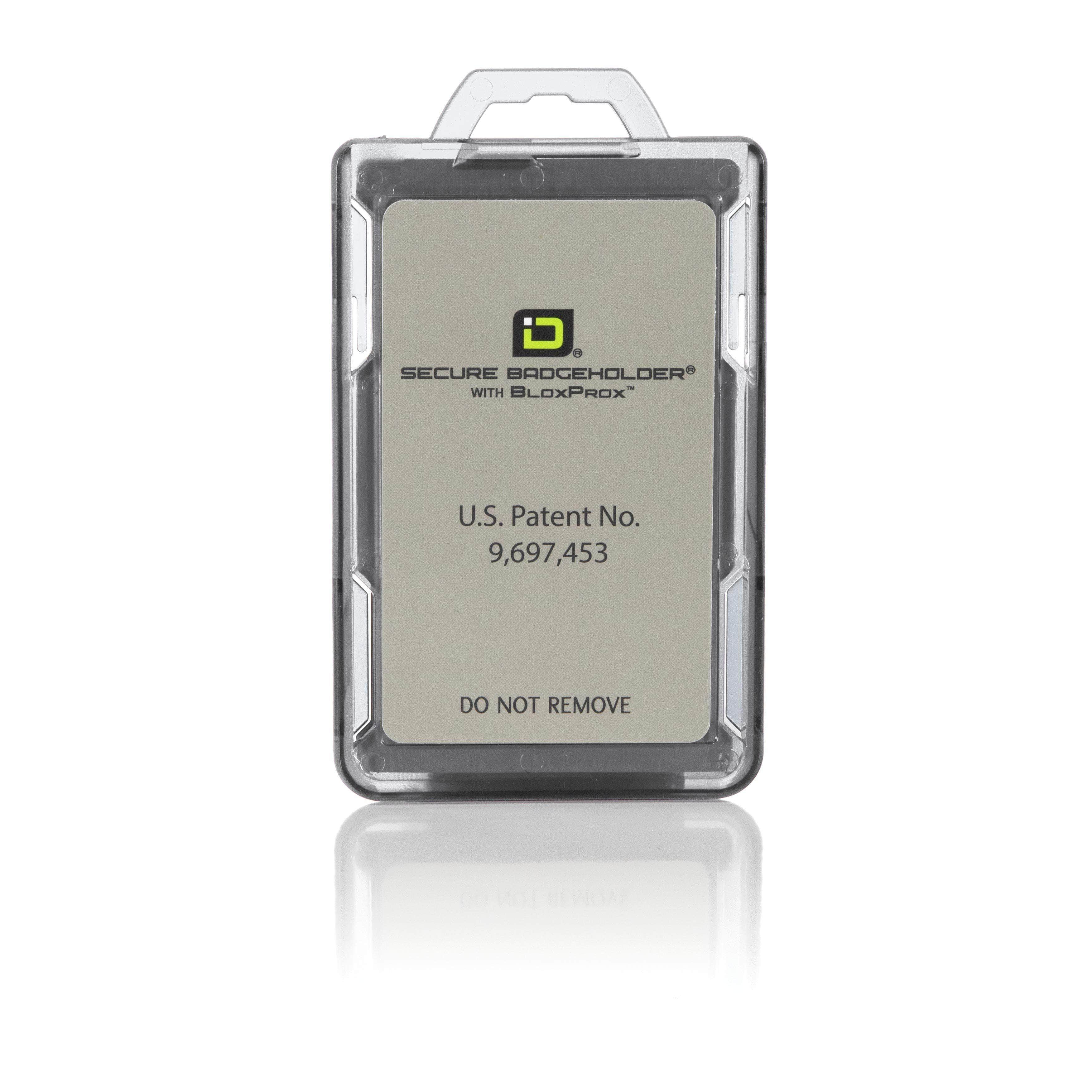 Secure Badge Holder BloxProx™ Lite PORTRAIT - Protects 125Khz HID Prox - 1 ID Card Holder - Clear - IDSH5004 - 001B - Clr