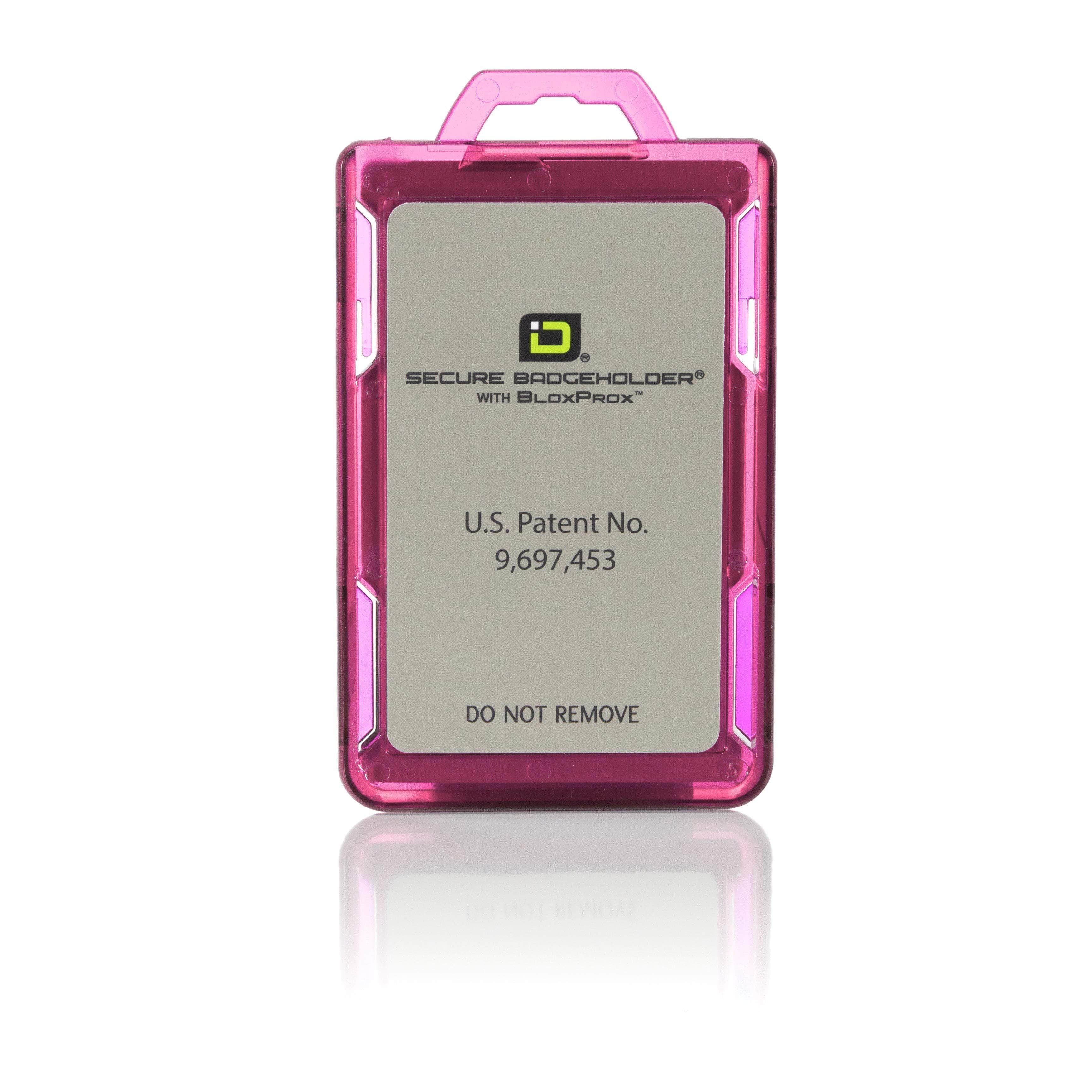 Secure Badge Holder BloxProx™ Lite PORTRAIT - Protects 125Khz HID Prox - 1 ID Card Holder - Pink - IDSH5004 - 001B - Pnk