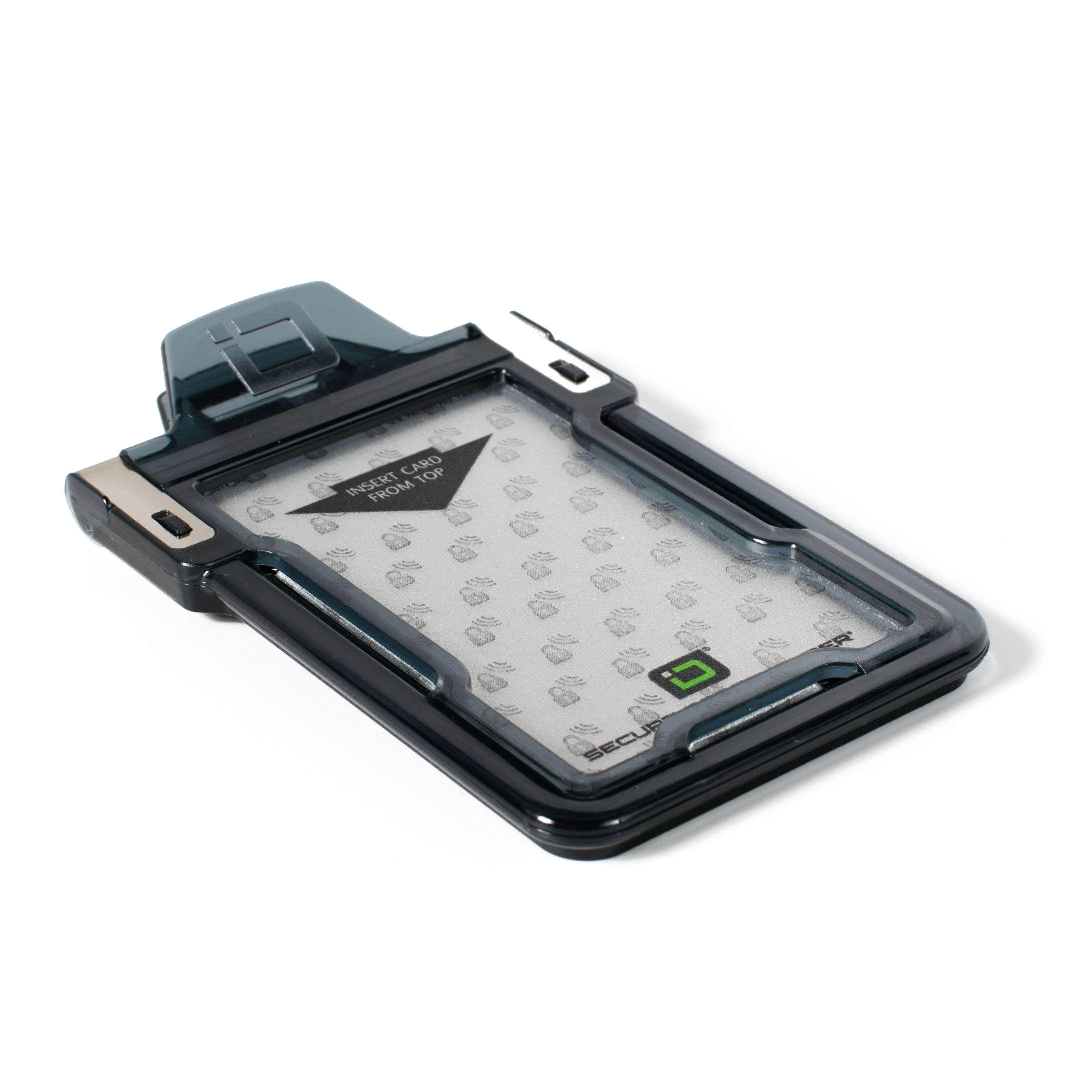 Secure Badge Holder Classic Vertical 1 ID Card Holder, and Lanyard Bundle - Clear - IDSH1038 - clrblk