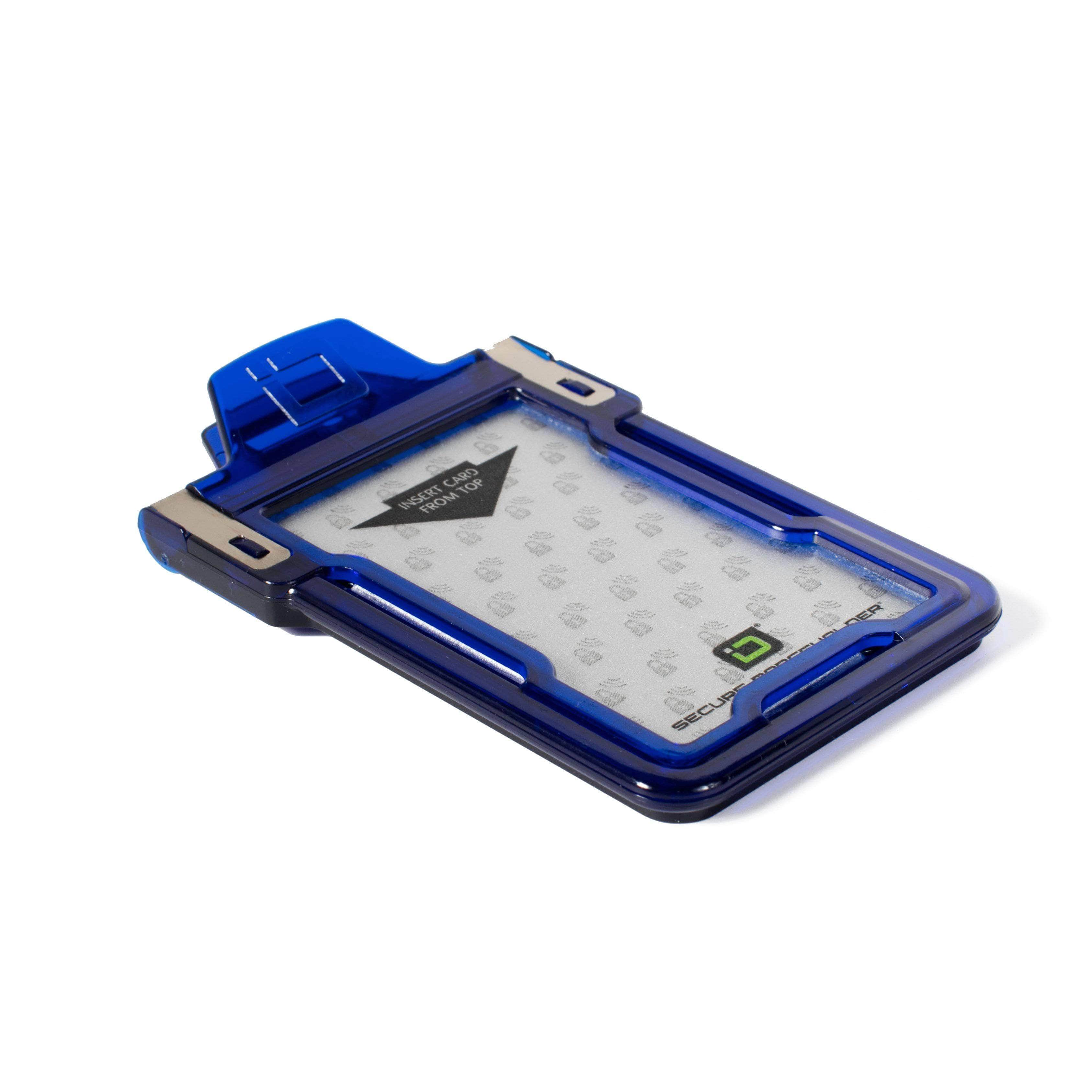Secure Badge Holder Classic Vertical 1 ID Card Holder, and Lanyard Bundle - Clear - IDSH1038 - clrblk
