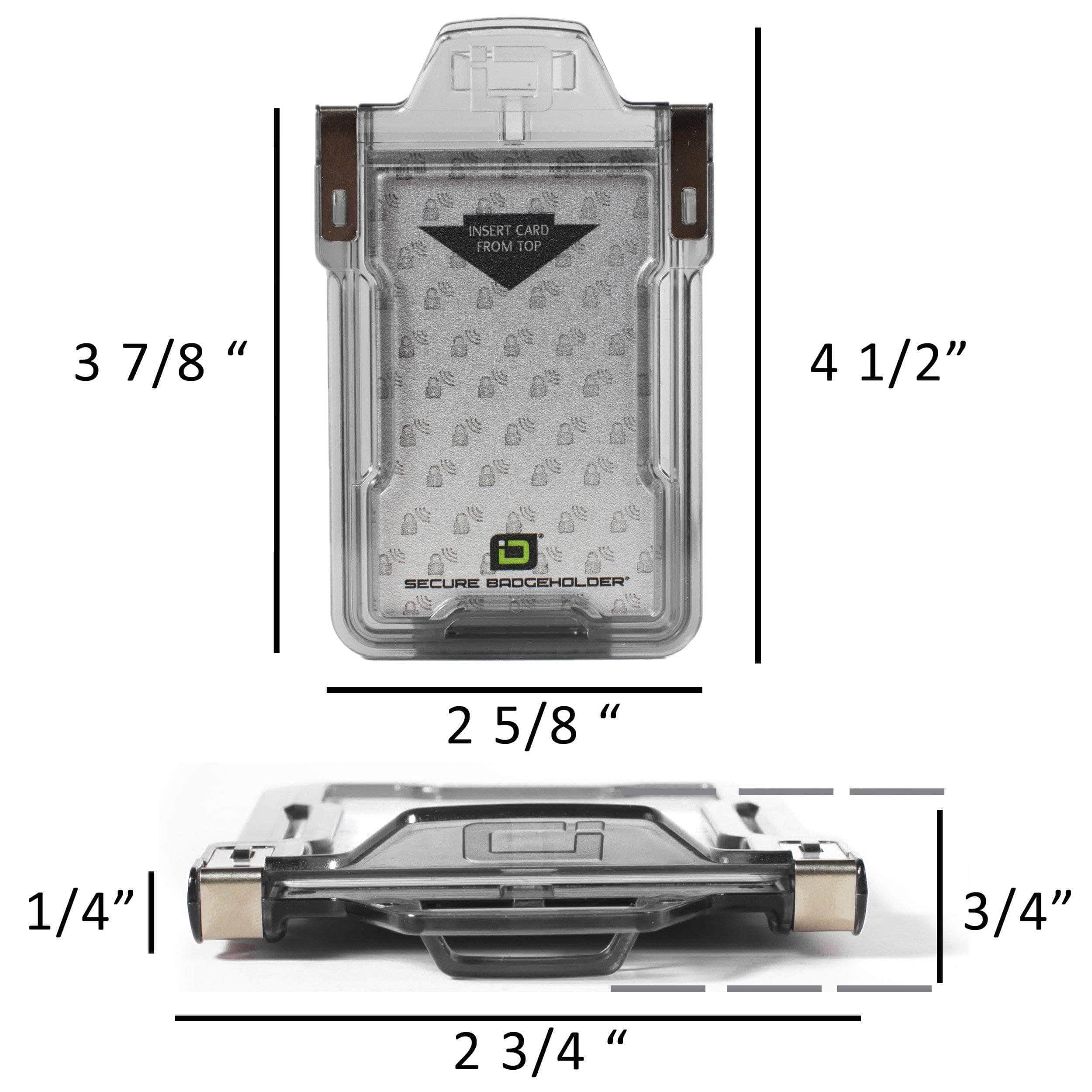Secure Badge Holder Classic Vertical 1 ID Card Holder, and Lanyard Bundle - Clear - IDSH1038 - clrblk