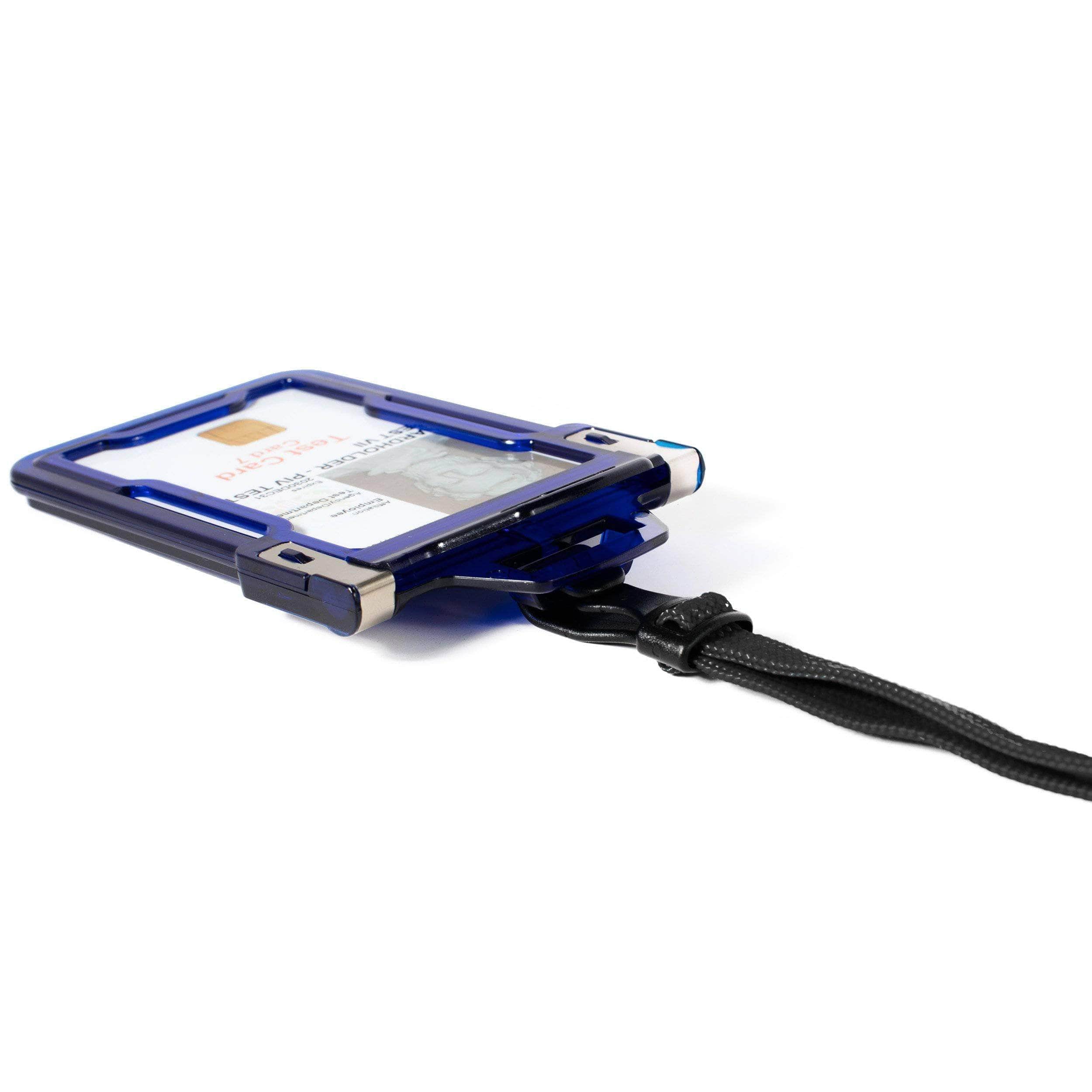 Secure Badge Holder Classic Vertical 1 ID Card Holder, and Lanyard Bundle - Clear - IDSH1038 - clrblk