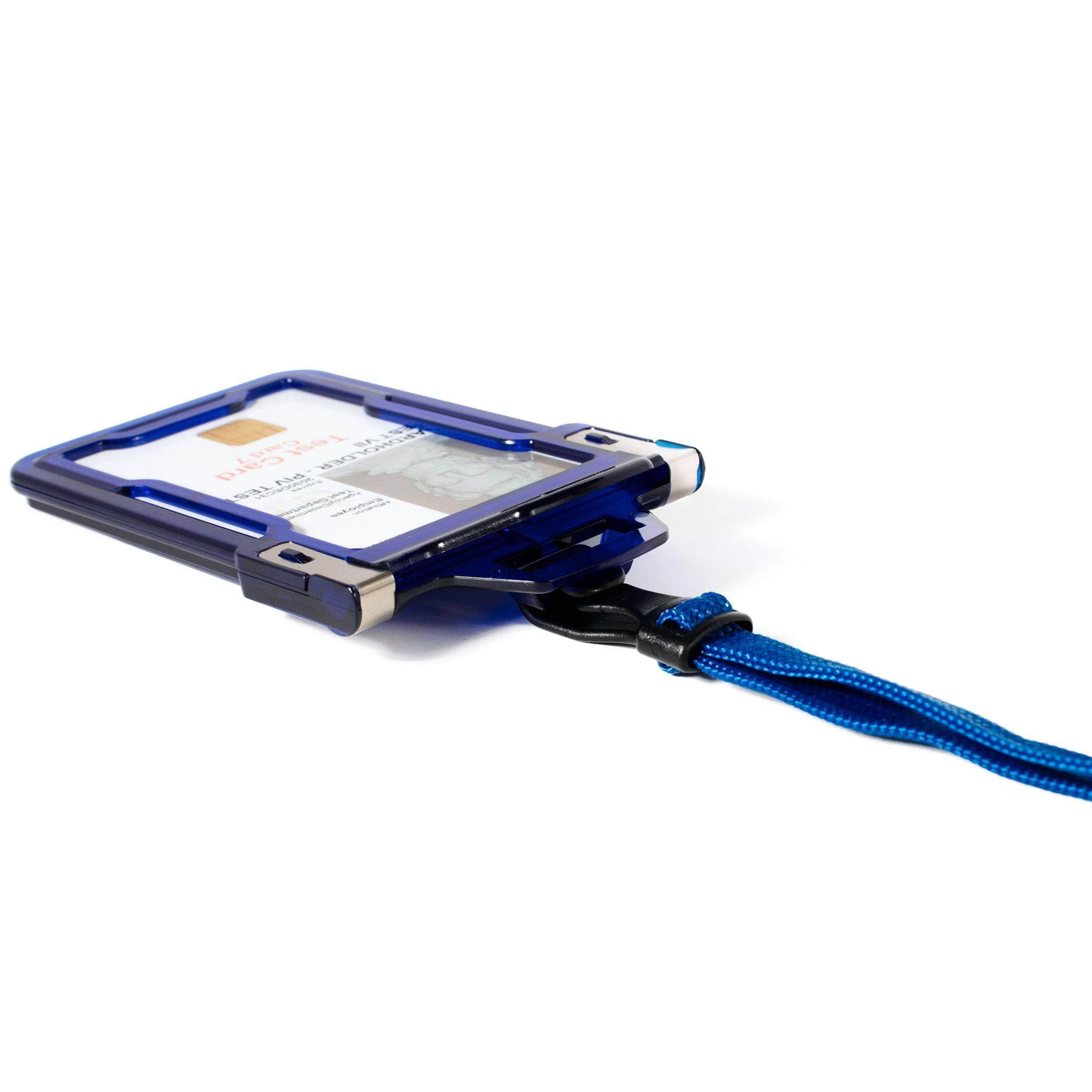 Secure Badge Holder Classic Vertical 1 ID Card Holder, and Lanyard Bundle - Clear - IDSH1038 - clrblk