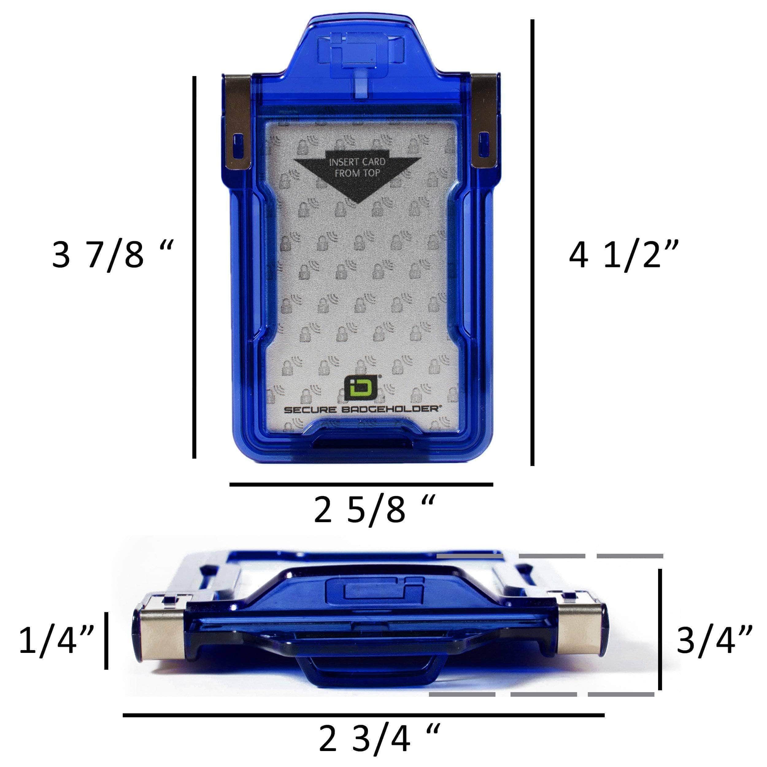 Secure Badge Holder Classic Vertical 1 ID Card Holder, and Lanyard Bundle - Clear - IDSH1038 - clrblk