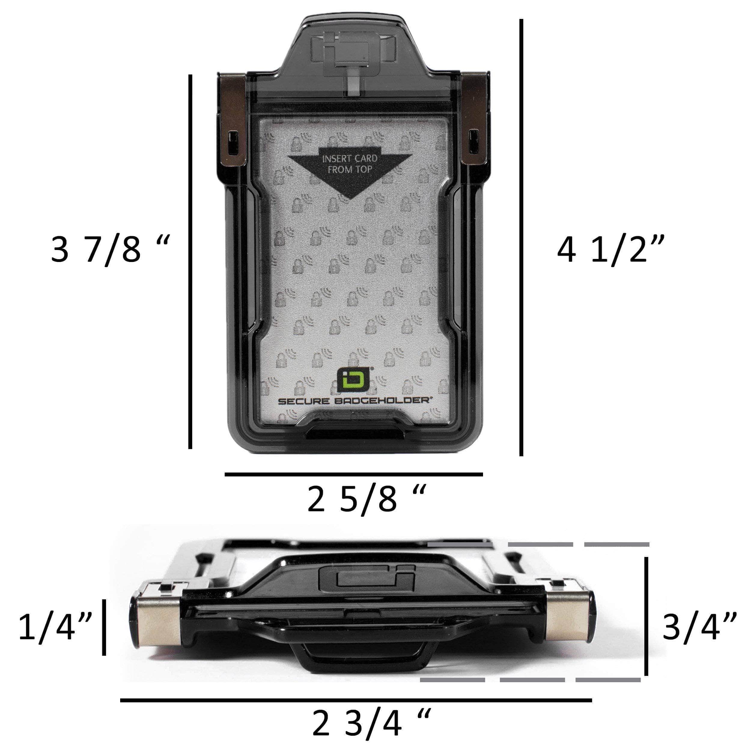 Secure Badge Holder Classic Vertical 1 ID Card Holder, and Lanyard Bundle - Clear - IDSH1038 - clrblk