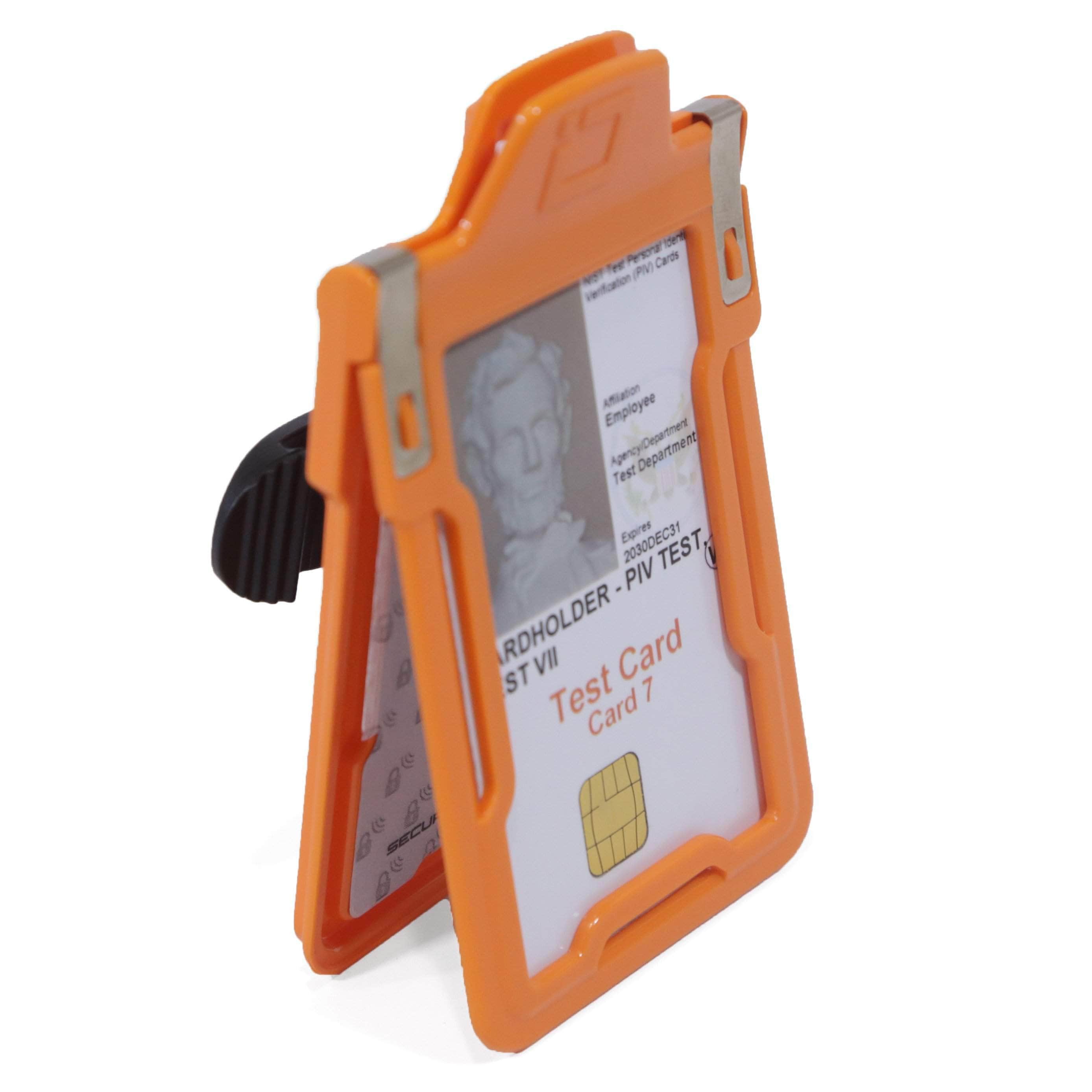 ID Stronghold Badgeholder Secure Badge Holder Classic Vertical 1 Card Holder With Belt Clip