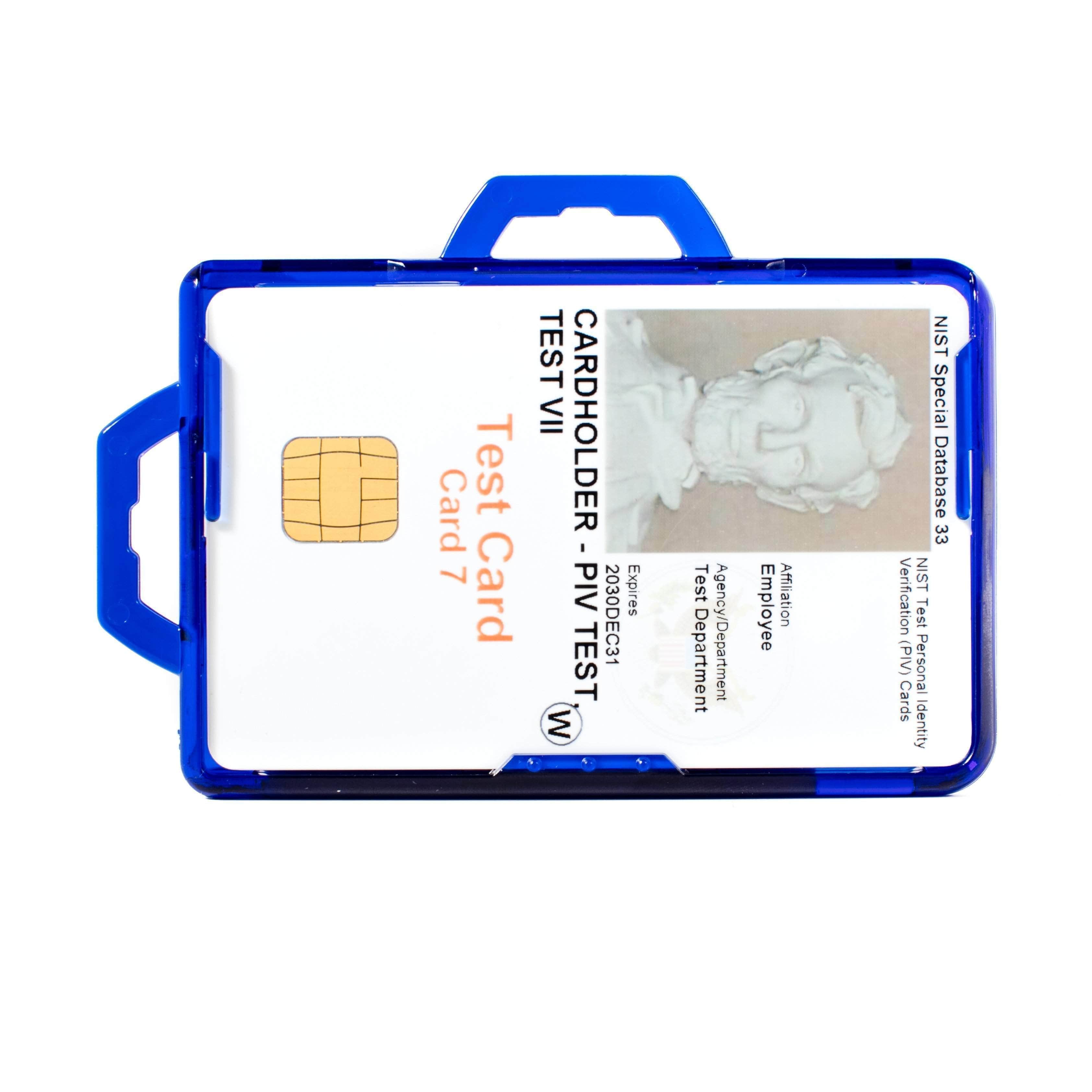 ID Stronghold Secure Badge Holder Duolite - RFID Blocking 2 Card ID Badge Holder with Lanyard and Retractable Reel - PIV, CAC and Work Cards - Heavy